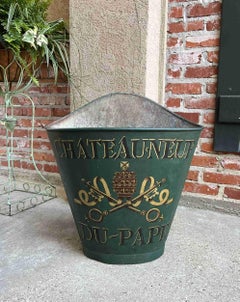 19th Century French Vineyard Grape Hod Hotte Bucket Wine Vineyard Tole Painted