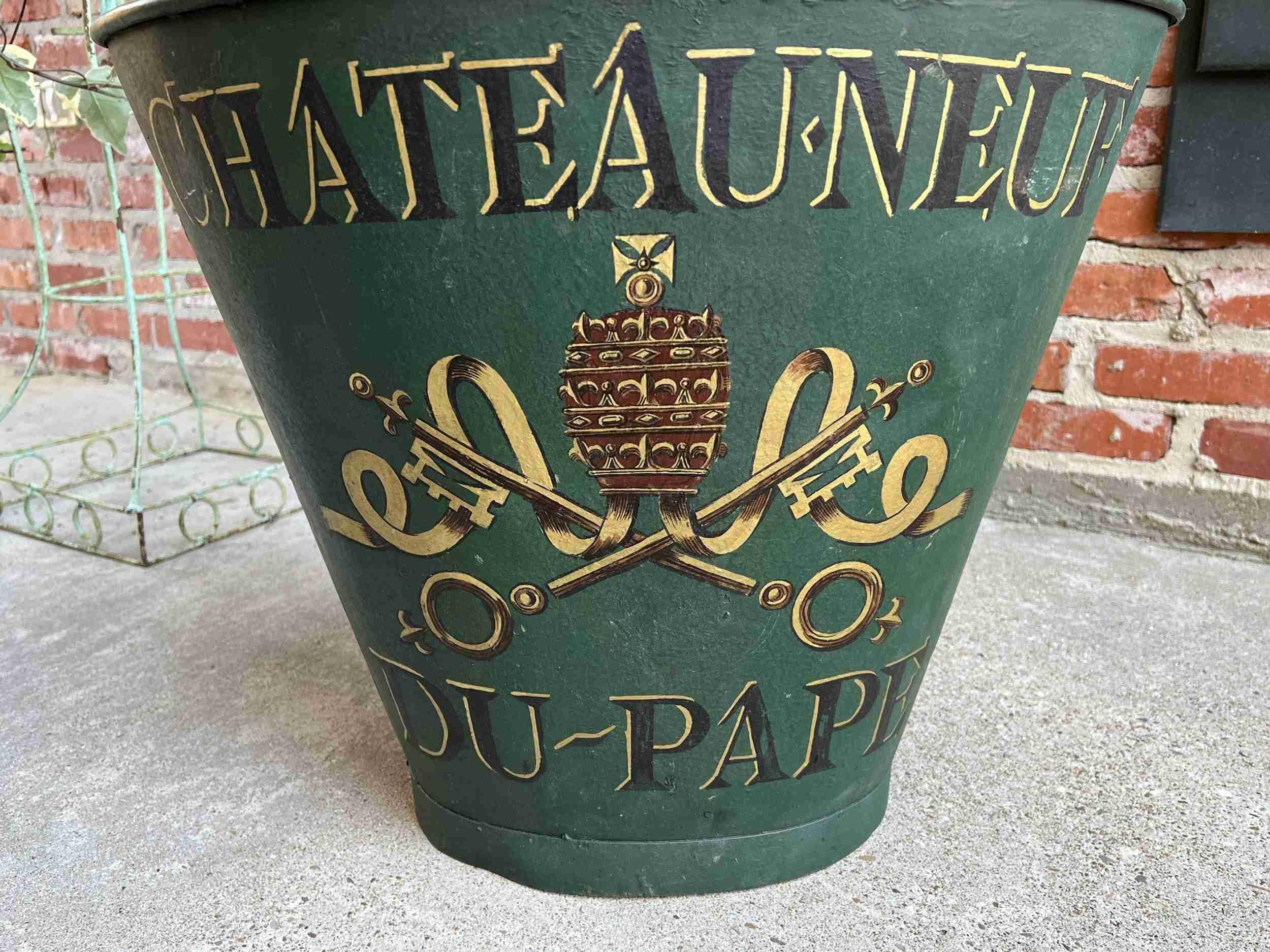French Provincial 19th Century French Vineyard Grape Hod Hotte Bucket Wine Vineyard Tole Painted
