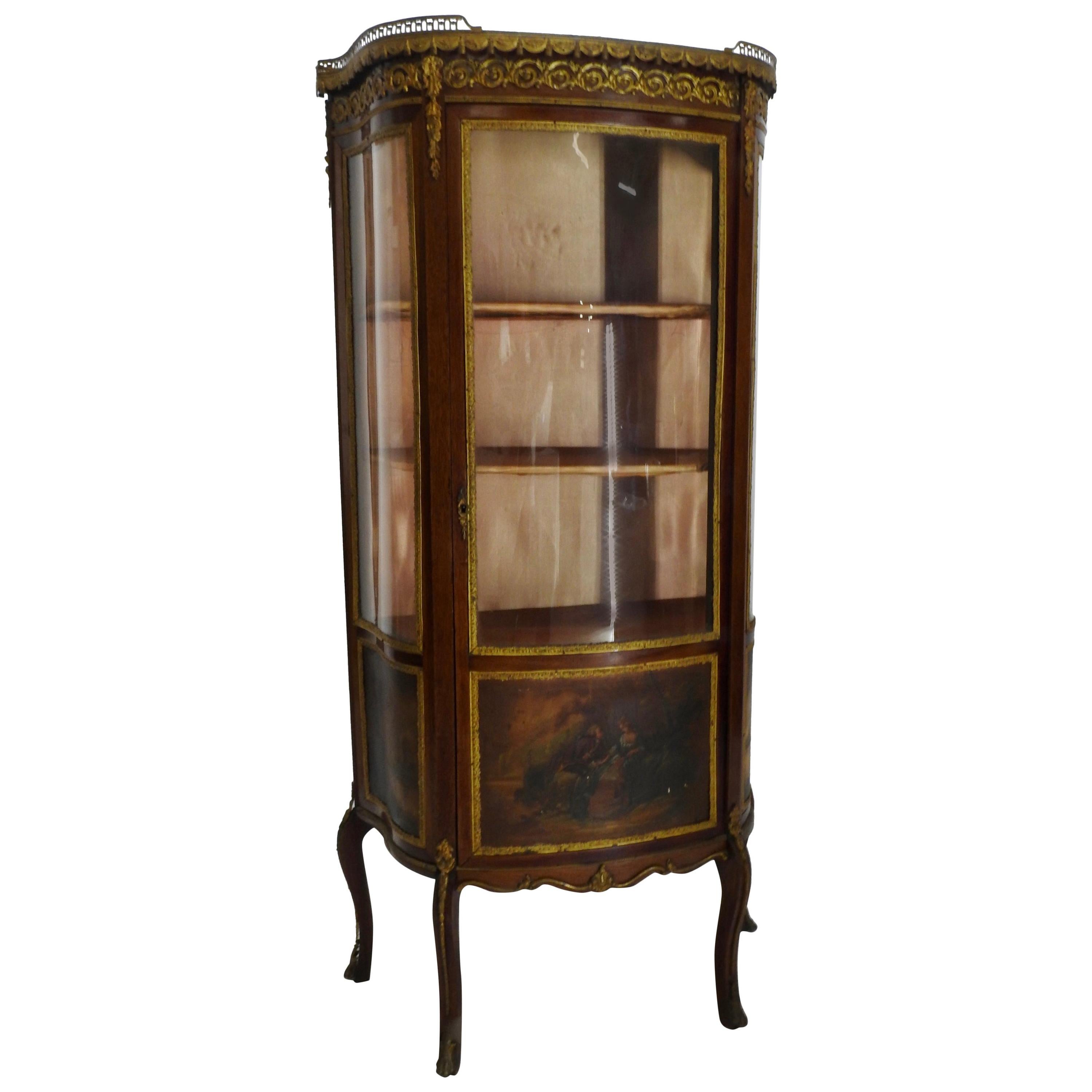19th Century French Vitrine with Ormolu For Sale