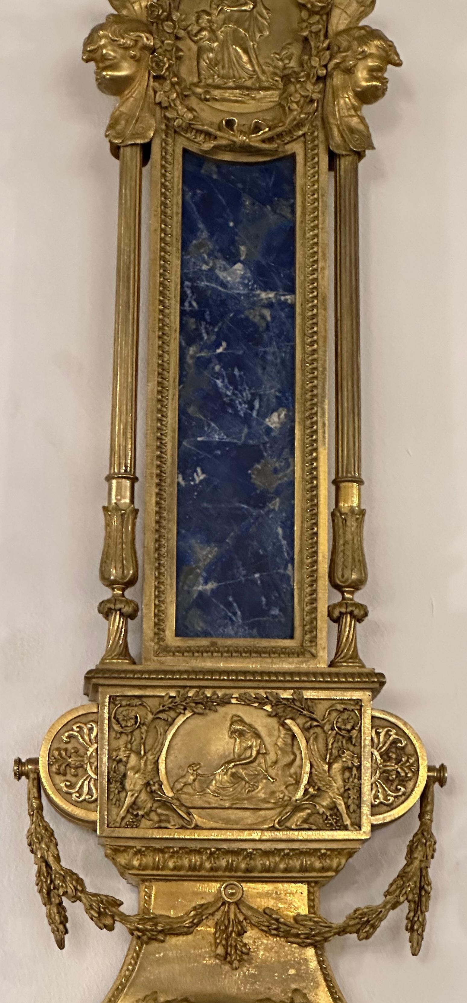  19th Century French Wall Clock In Lapis Lazuli By Paul Sormani In Good Condition For Sale In Southall, GB
