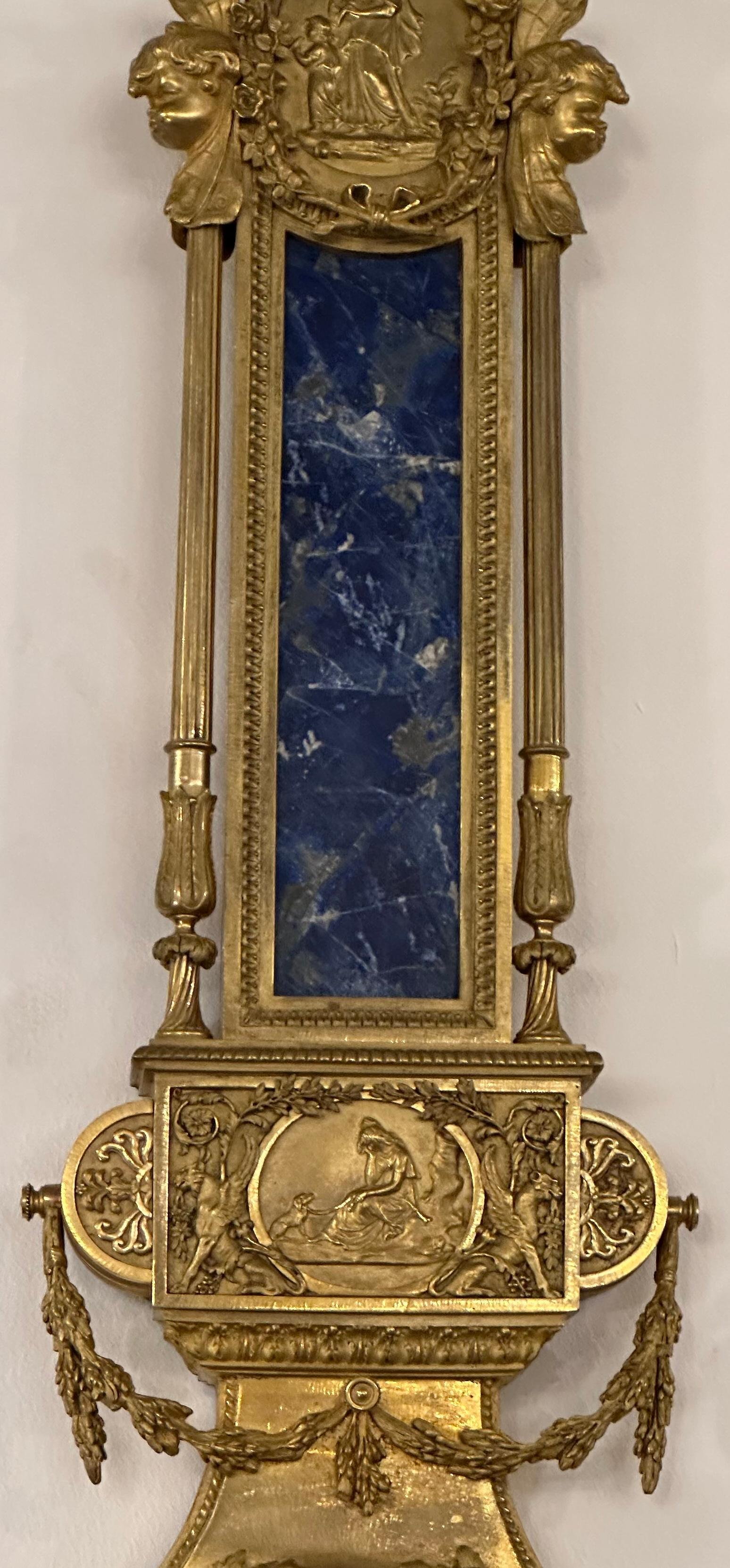Fatto a mano Orologio da parete francese del XIX secolo in lapislazzuli di Paul Sormani in vendita