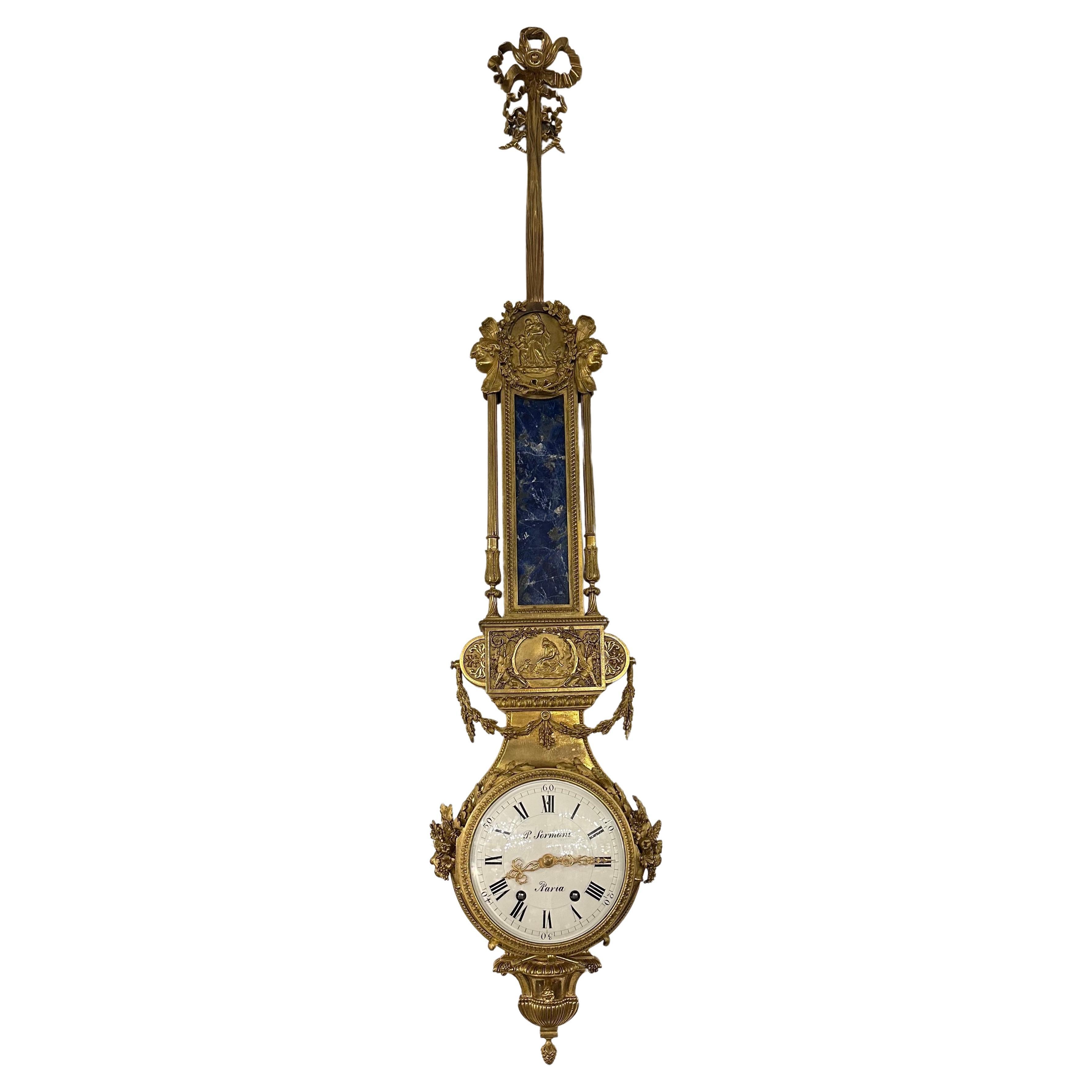 19th Century French Wall Clock In Lapis Lazuli By Paul Sormani