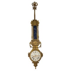 Antique  19th Century French Wall Clock In Lapis Lazuli By Paul Sormani