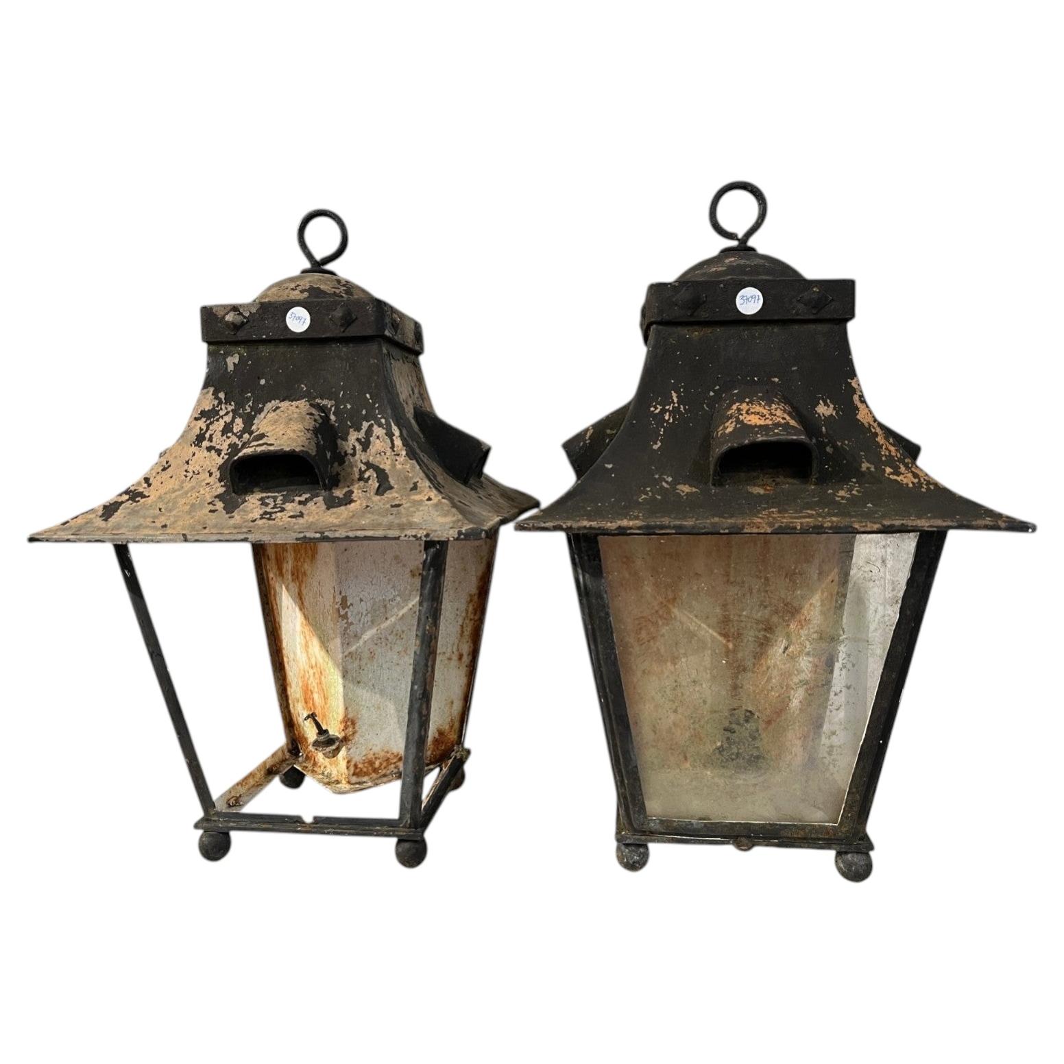 19th Century French Corner Lanterns from Colmar