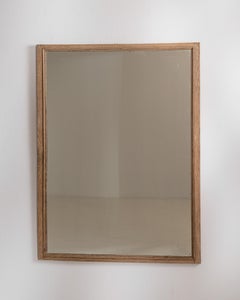 19th Century French Wall Mirror in Brown Wood with Glass Detailing