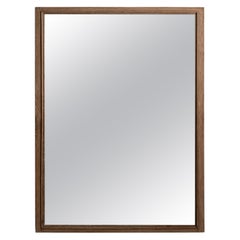 19th Century French Wall Mirror in Brown Wood with Glass Detailing