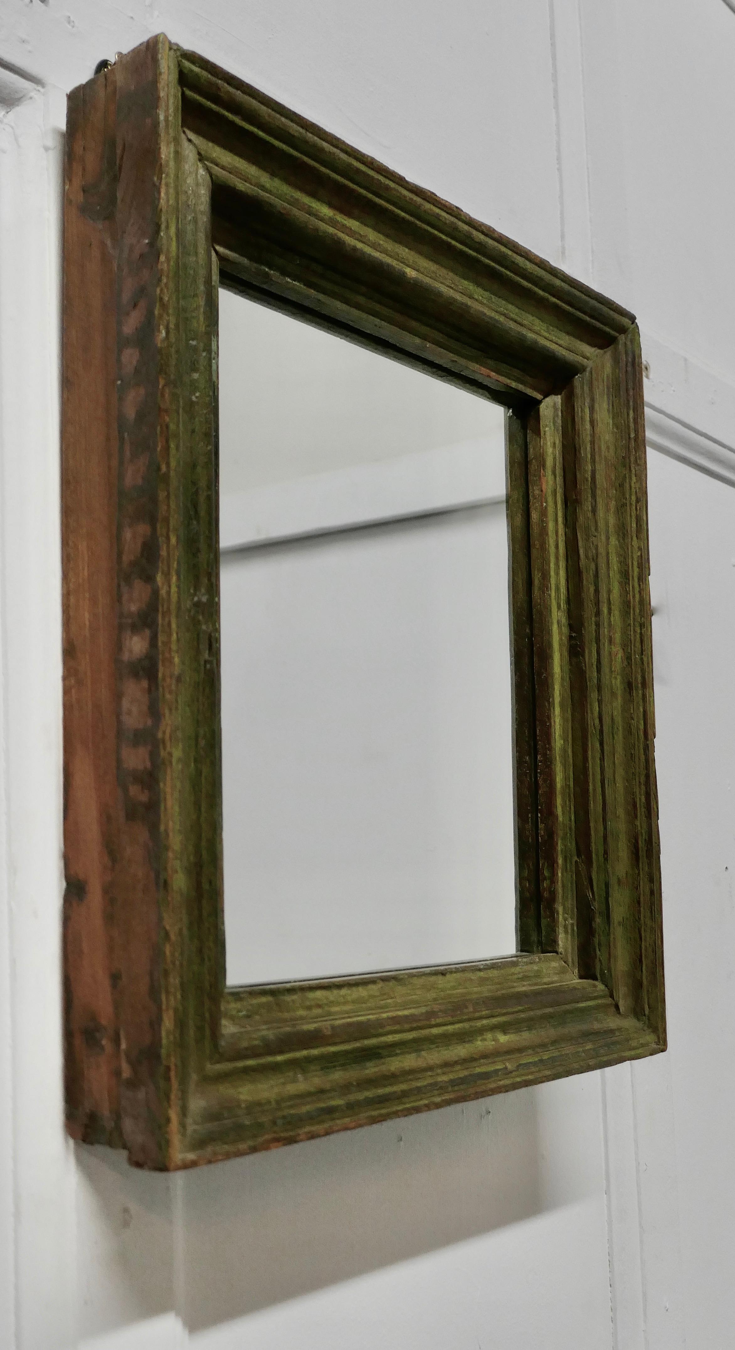 19th Century French Wall Mirror with an Old Painted Frame In Distressed Condition In Chillerton, Isle of Wight