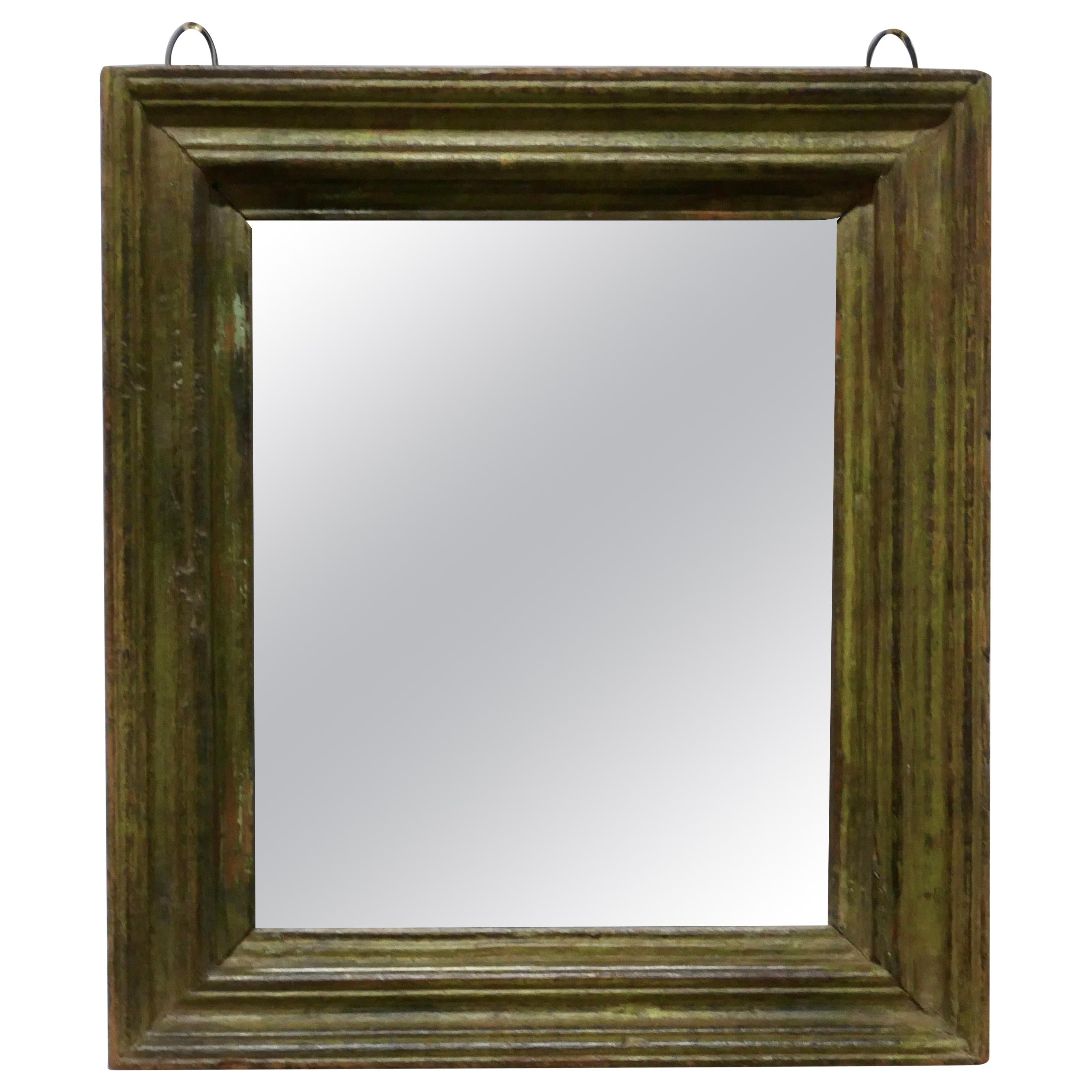 19th Century French Wall Mirror with an Old Painted Frame