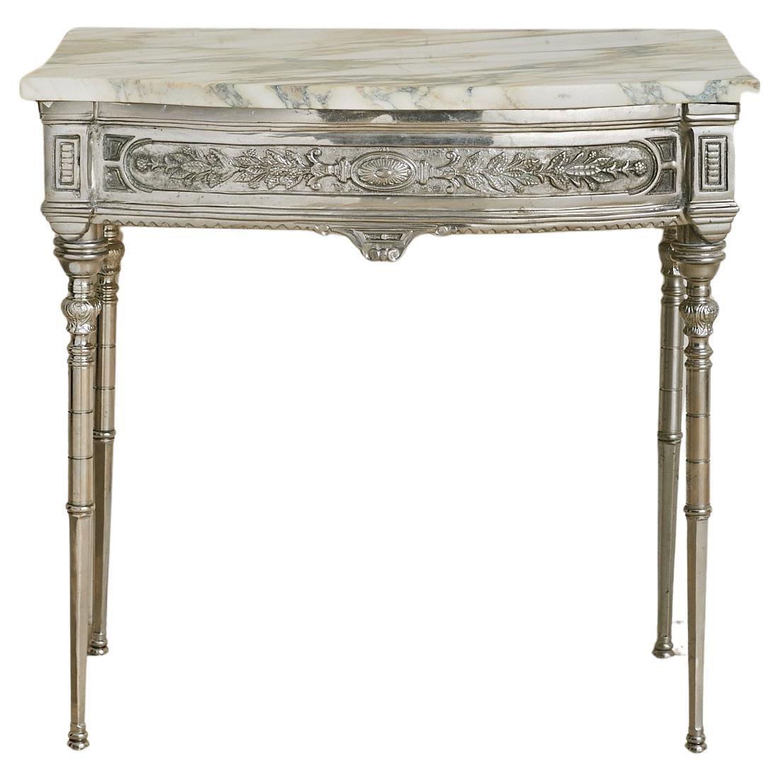 19th Century French Wall-Mounted Nickel Console Calacatta Viola Marble, No. 02
