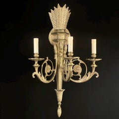 19th Century, French Wall Sconce - Gilt Bronze, 3 Lights, Neoclassical Design