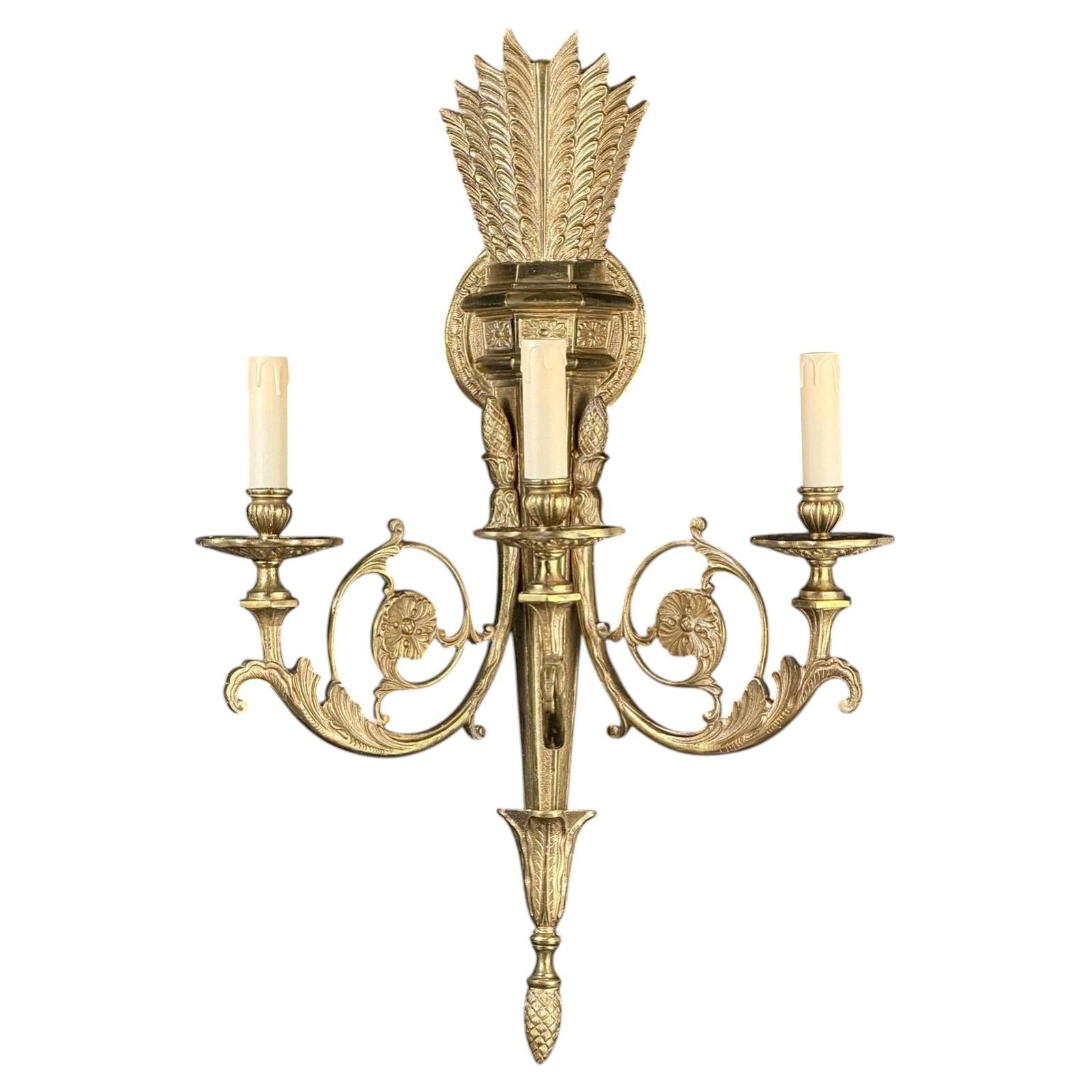 19th Century, French Wall Sconce - Gilt Bronze, 3 Lights, Neoclassical Design