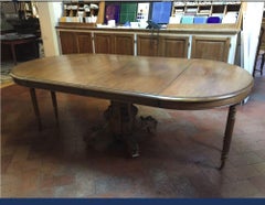 19th Century French Walnut Adjustable Table with Carved Base, 1890s