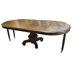 19th Century French Walnut Adjustable Table with Carved Base, 1890s