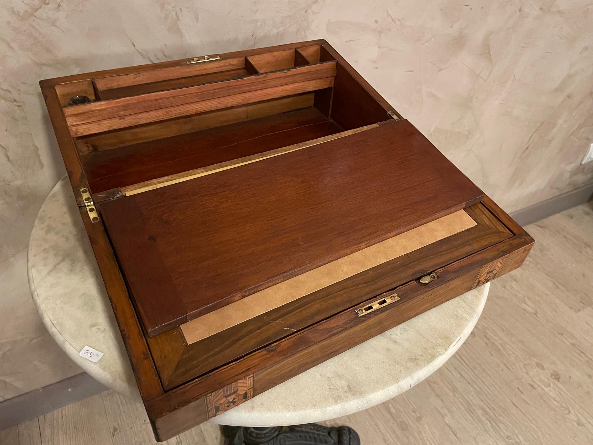 19th Century French Walnut and Brass Writing Boxe For Sale 3