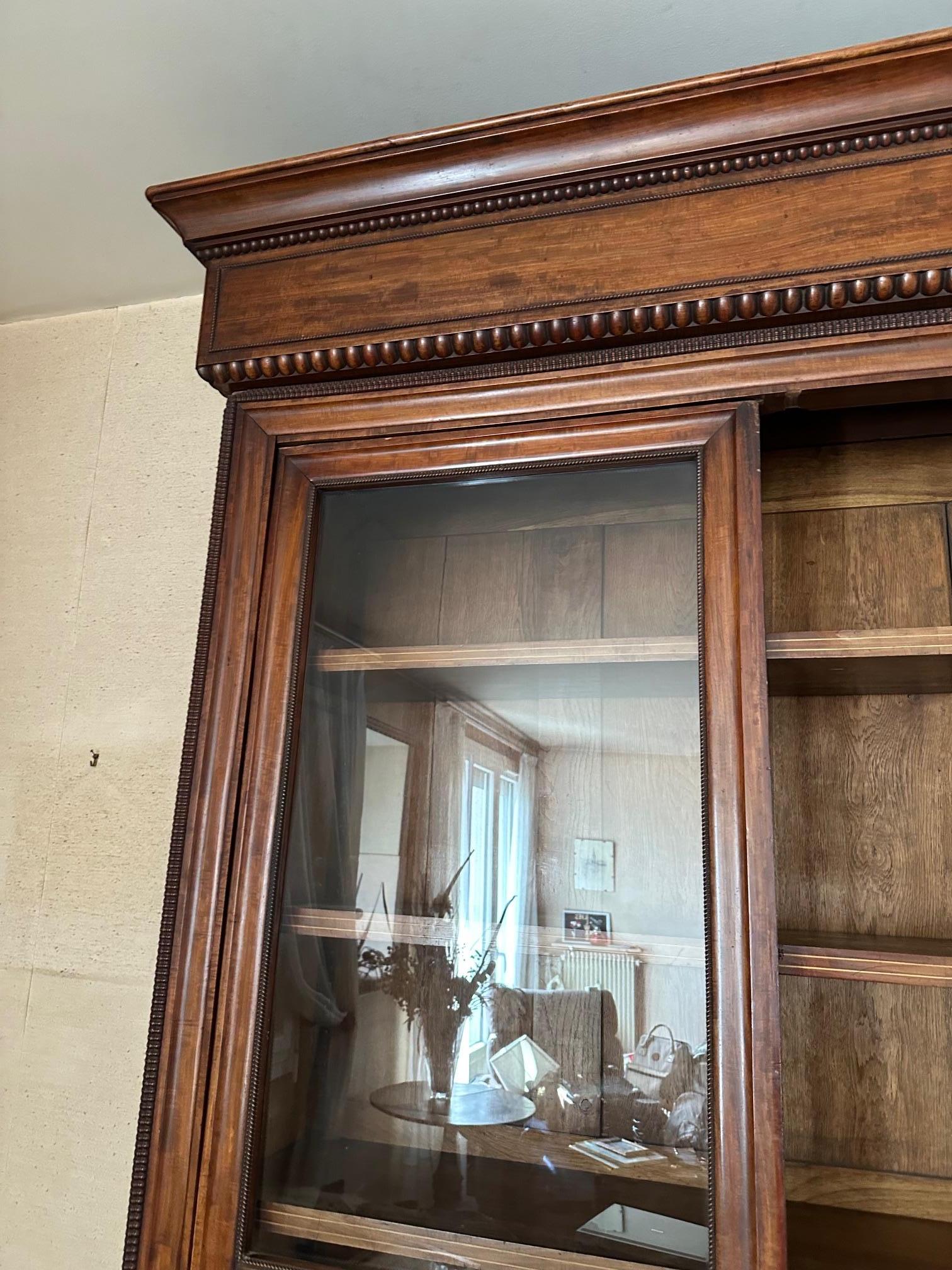 19th century French Walnut and Glass Vitrine, 1850s For Sale 7
