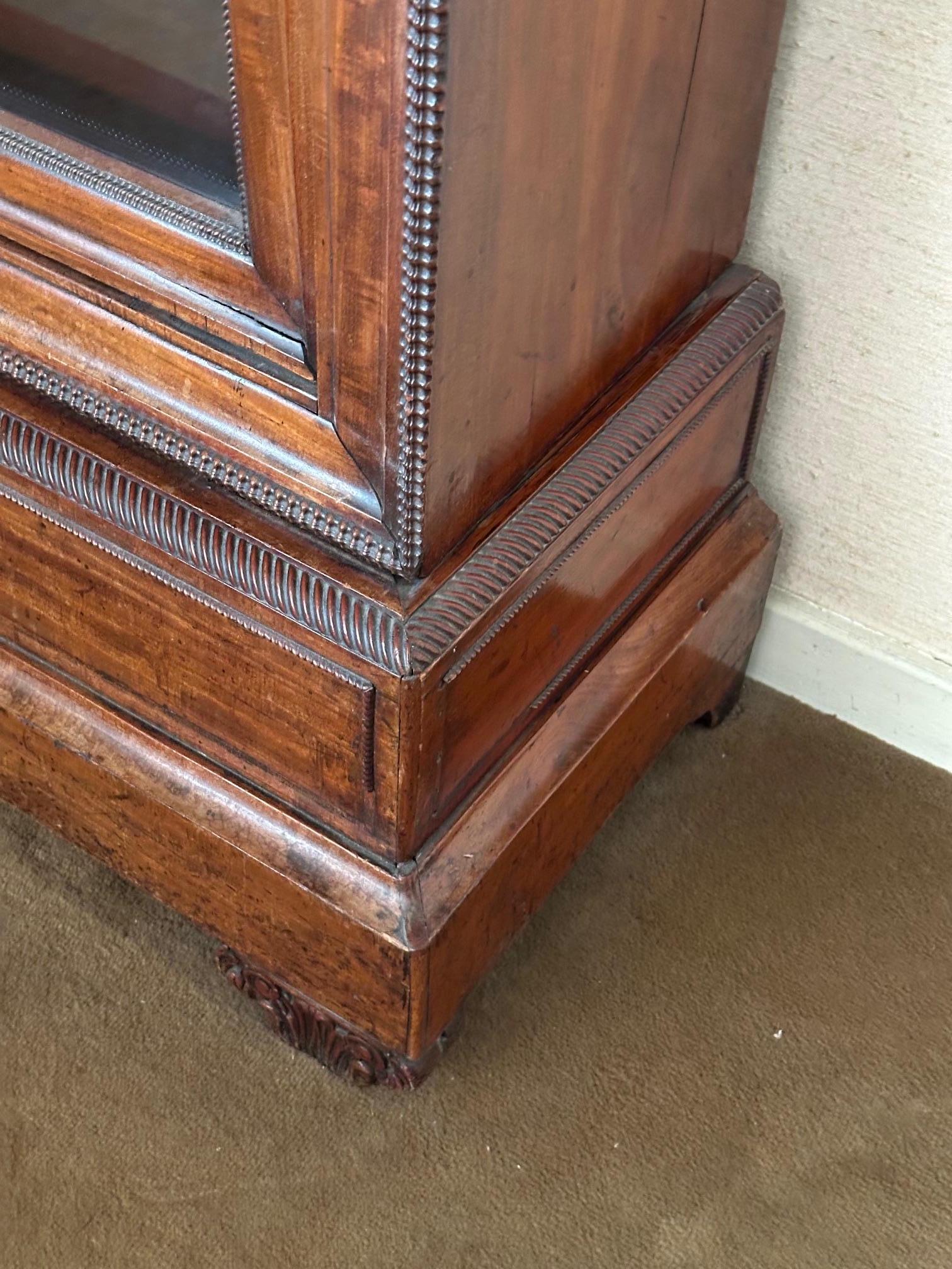 19th century French Walnut and Glass Vitrine, 1850s For Sale 1