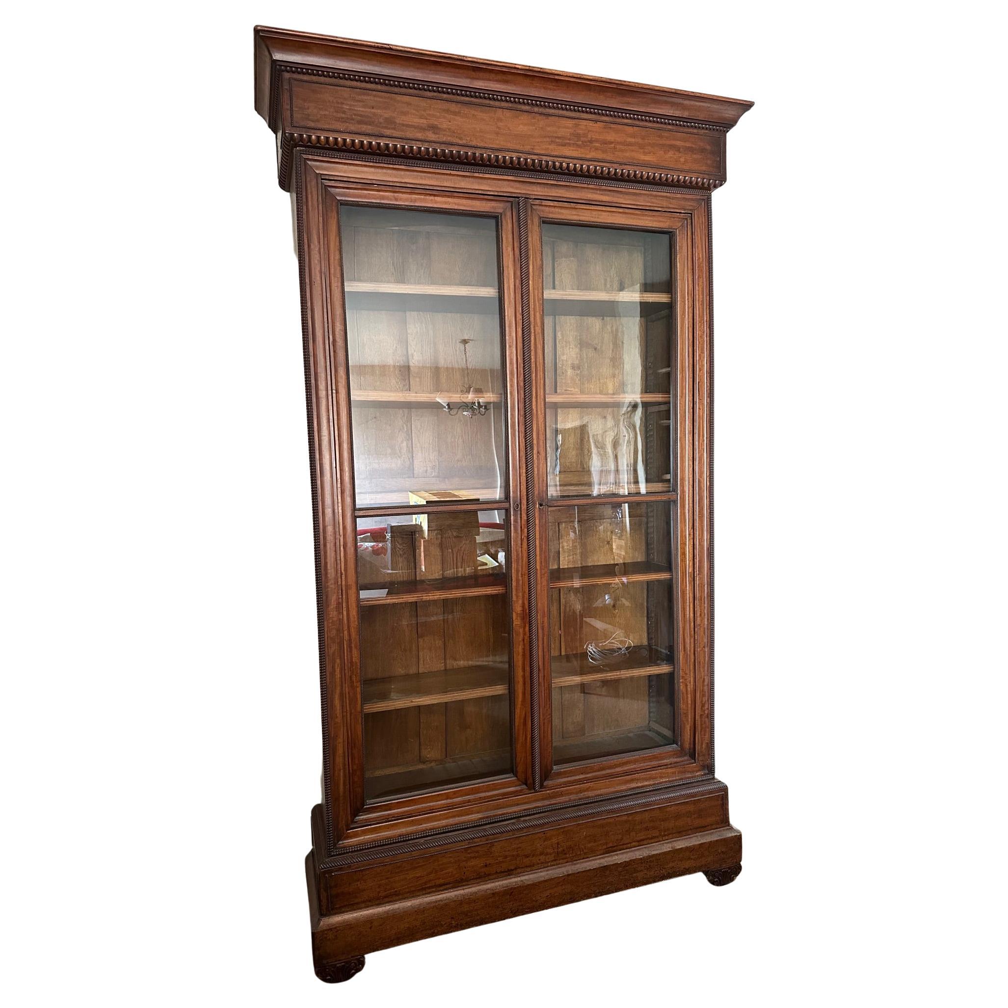 19th century French Walnut and Glass Vitrine, 1850s For Sale