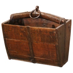 19th Century French Walnut and Iron Flat-Bottomed Jardinière Planter with Handle