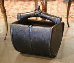 19th Century French Walnut and Iron Tilted Jardinière Planter with Handle