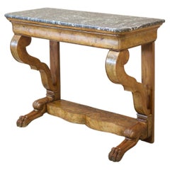19th Century French Walnut and Marble Console Table