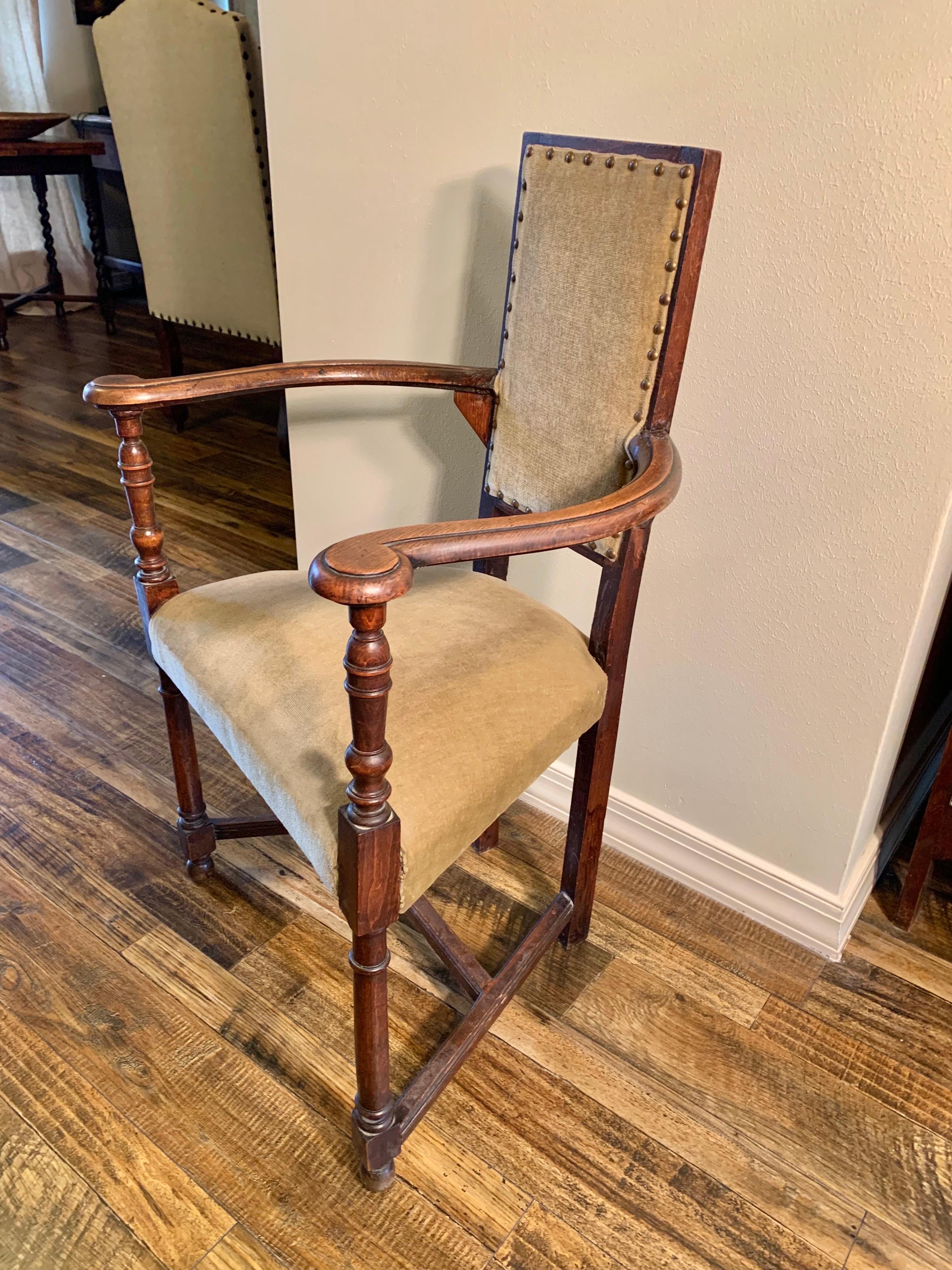Hand-Crafted 19th Century French Walnut Armchair For Sale