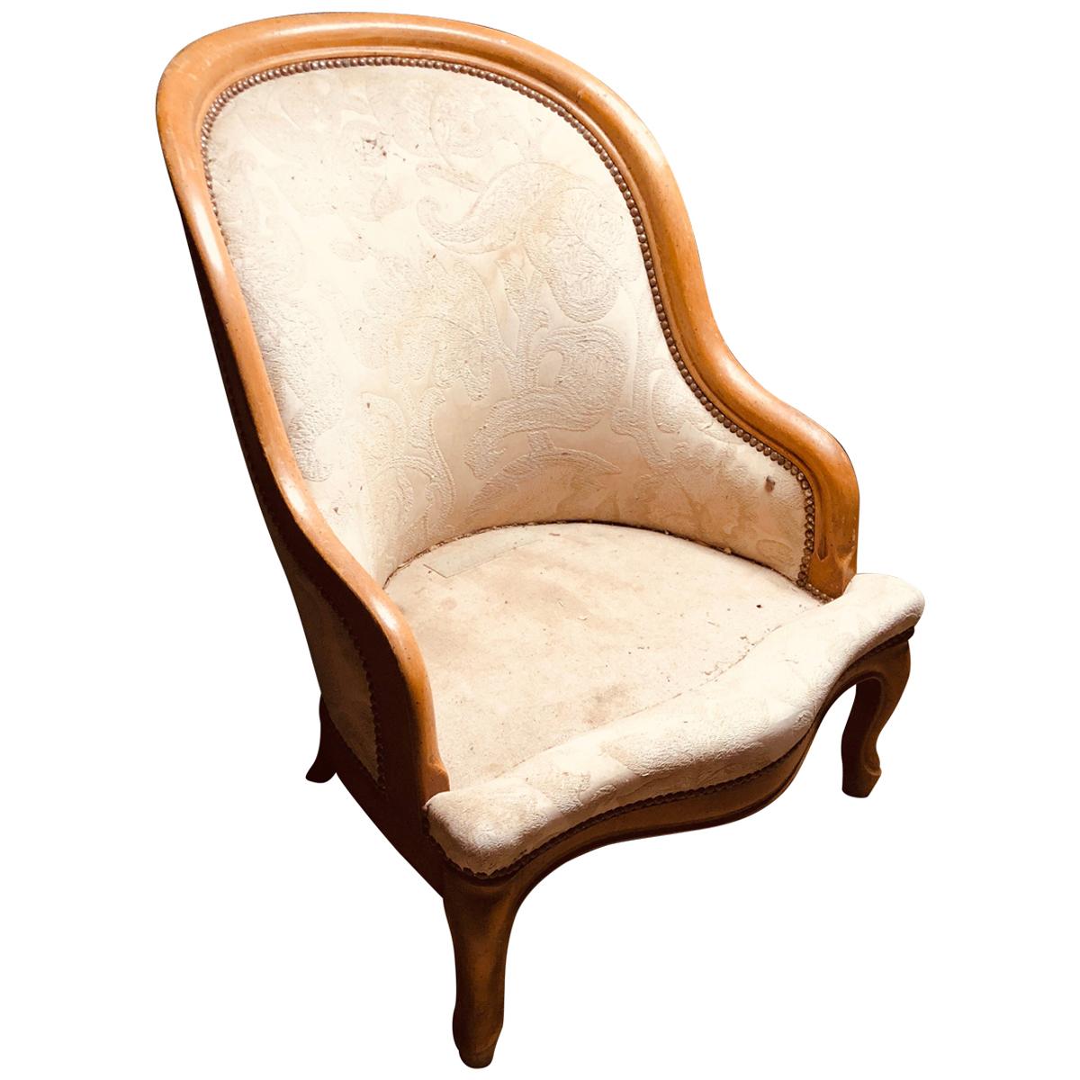 19th Century French Walnut Armchair in Louis XV Style For Sale