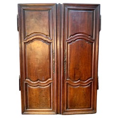 Antique 19th Century French Walnut Armoire Doors - a Pair