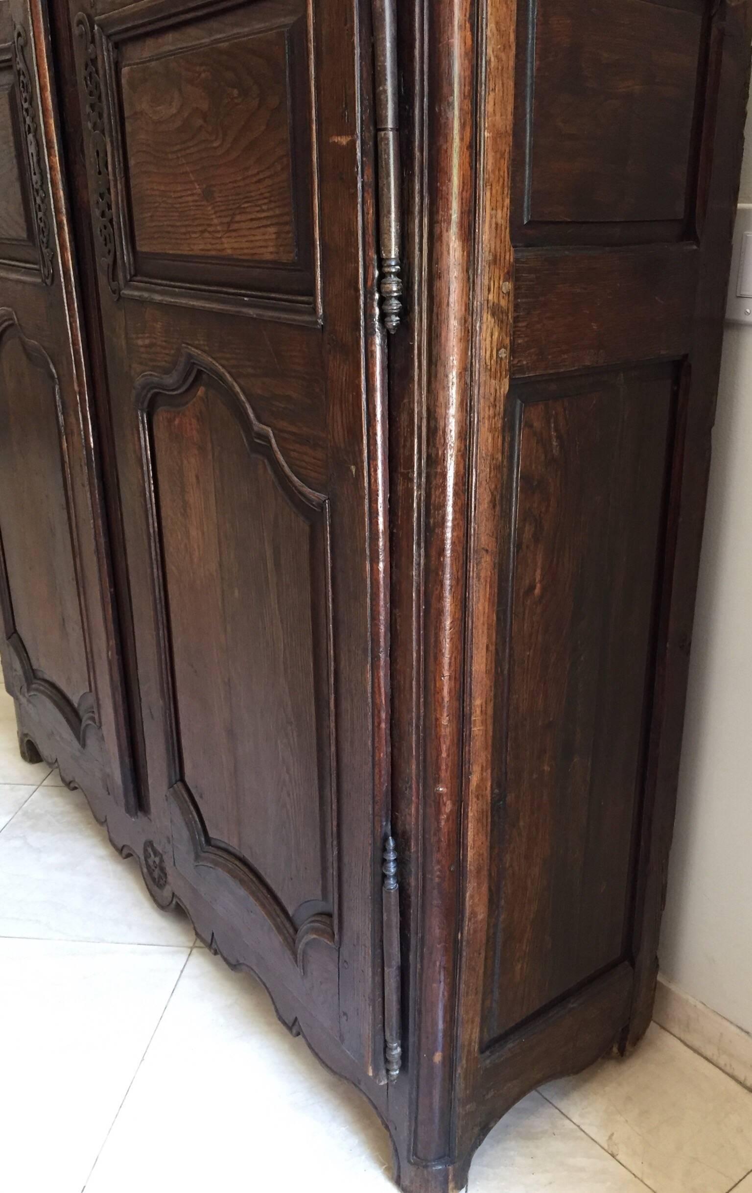 Hand-Crafted 19th Century French Walnut Armoire Linen Press