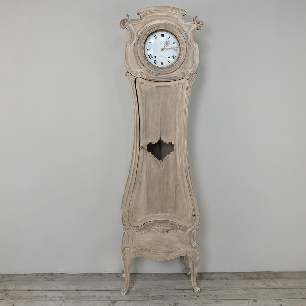 19th Century French Walnut Art Nouveau Long Case Clock In Good Condition In Dallas, TX