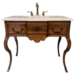 19th Century French Walnut Bath Vanity