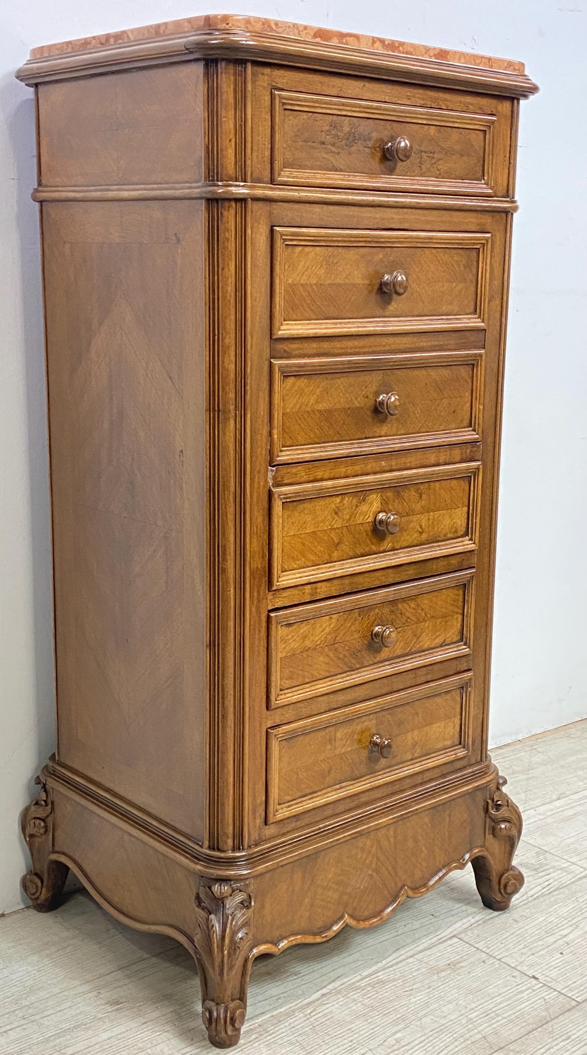 19th Century French Walnut Bedside Commode Cabinet Table In Good Condition For Sale In San Francisco, CA