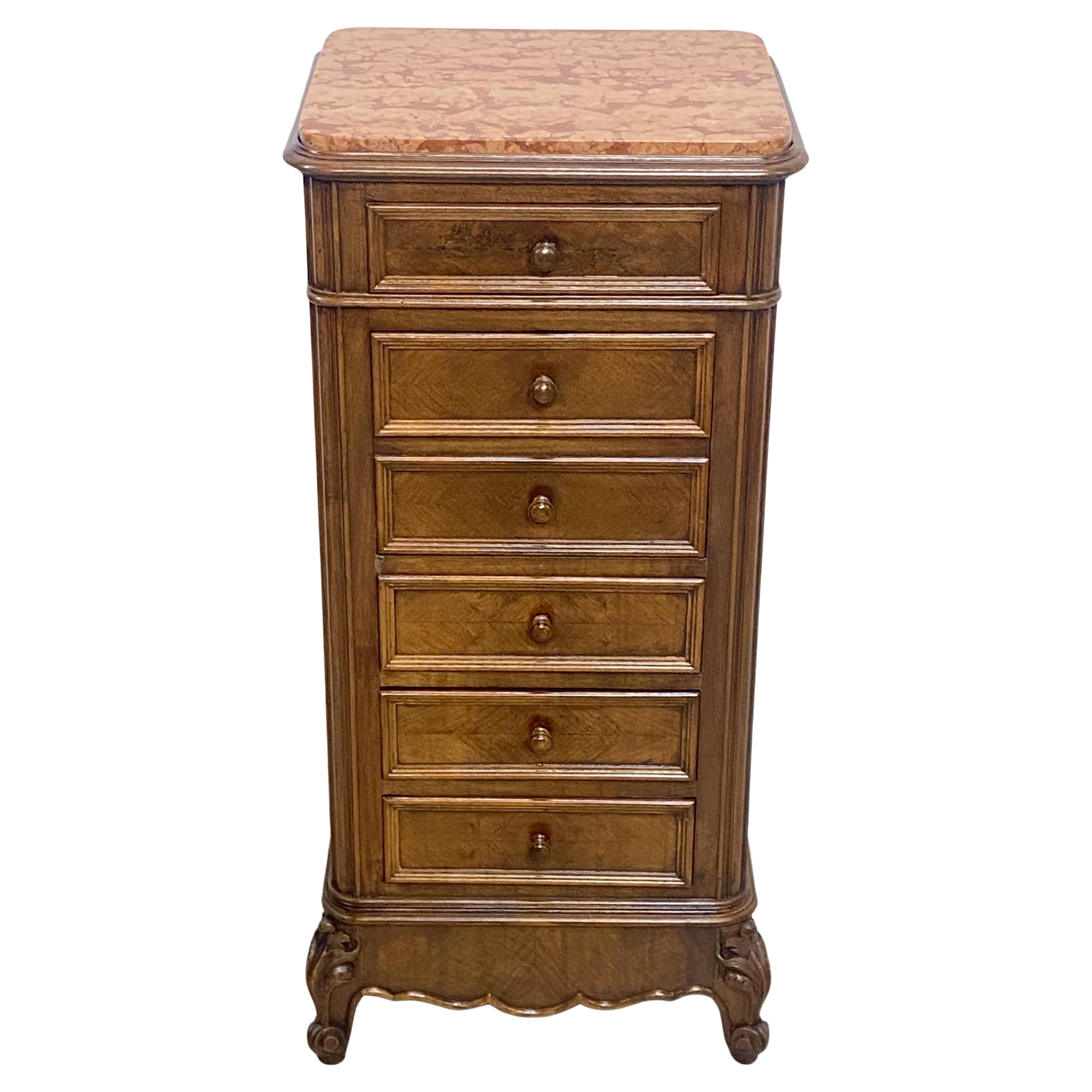 19th Century French Walnut Bedside Commode Cabinet Table For Sale