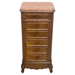 Antique 19th Century French Walnut Bedside Commode Cabinet Table