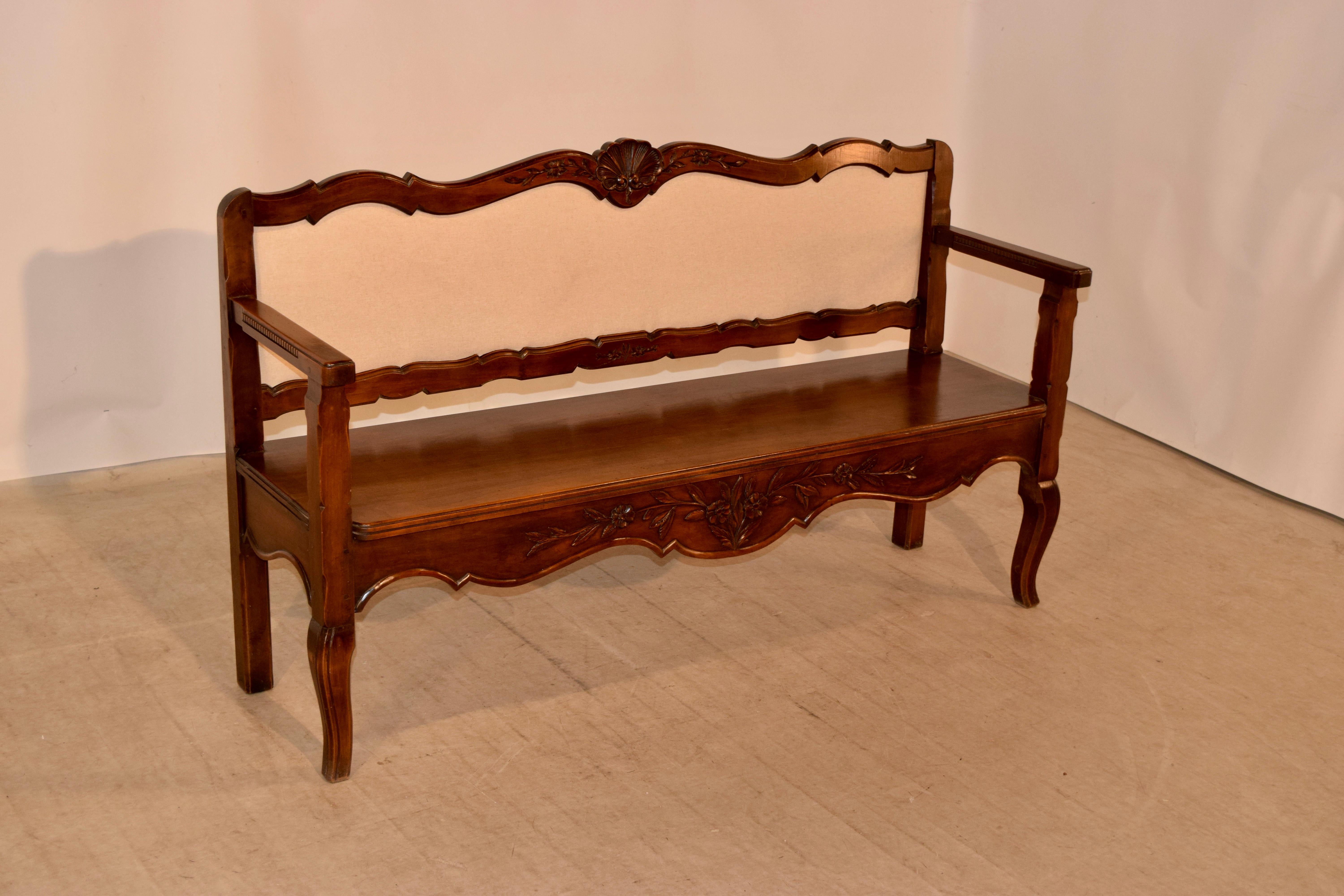 19th Century French Walnut Bench In Good Condition In High Point, NC