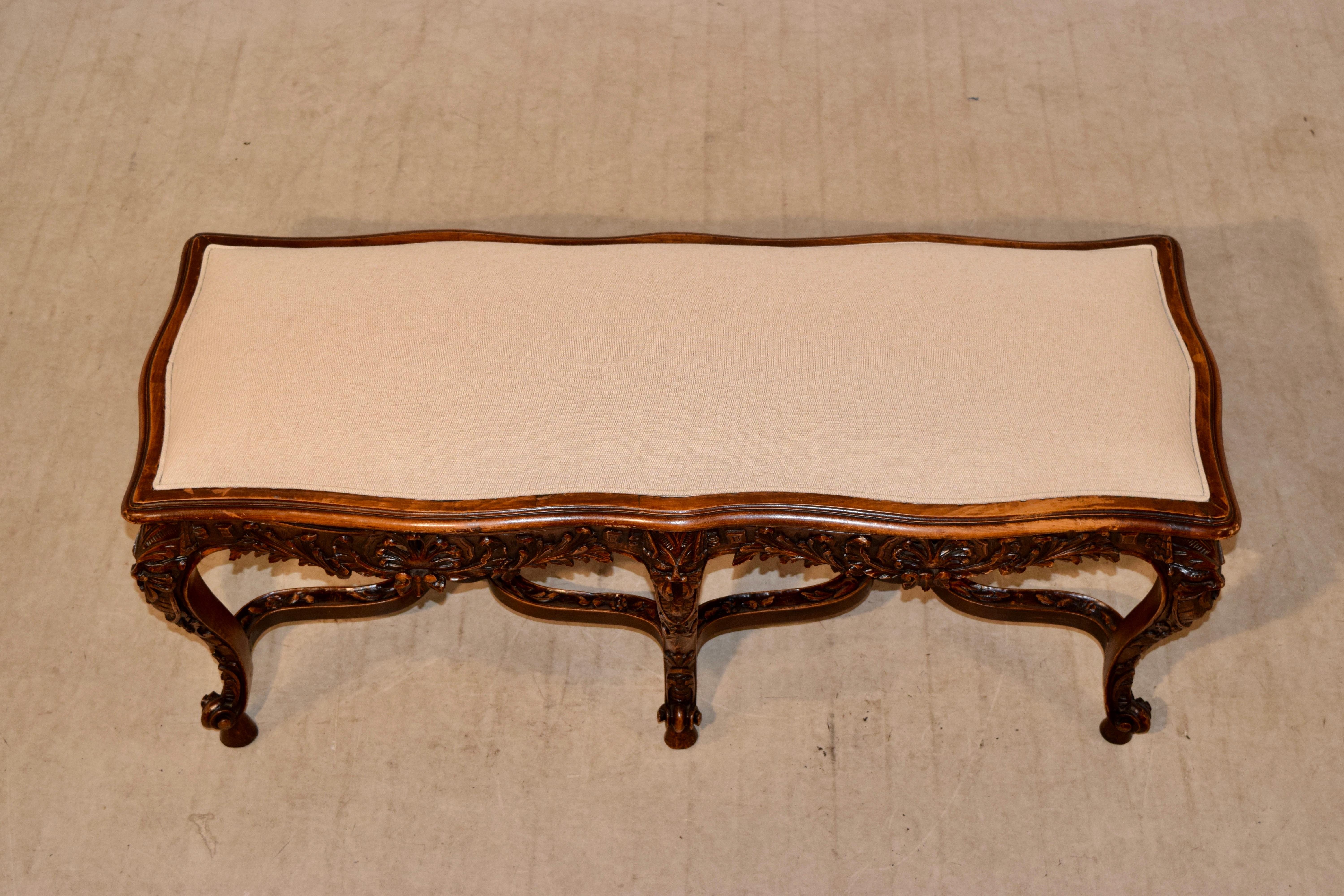 19th Century French Walnut Bench For Sale 3