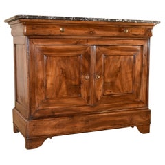 19th Century French Walnut Buffet with Marble Top