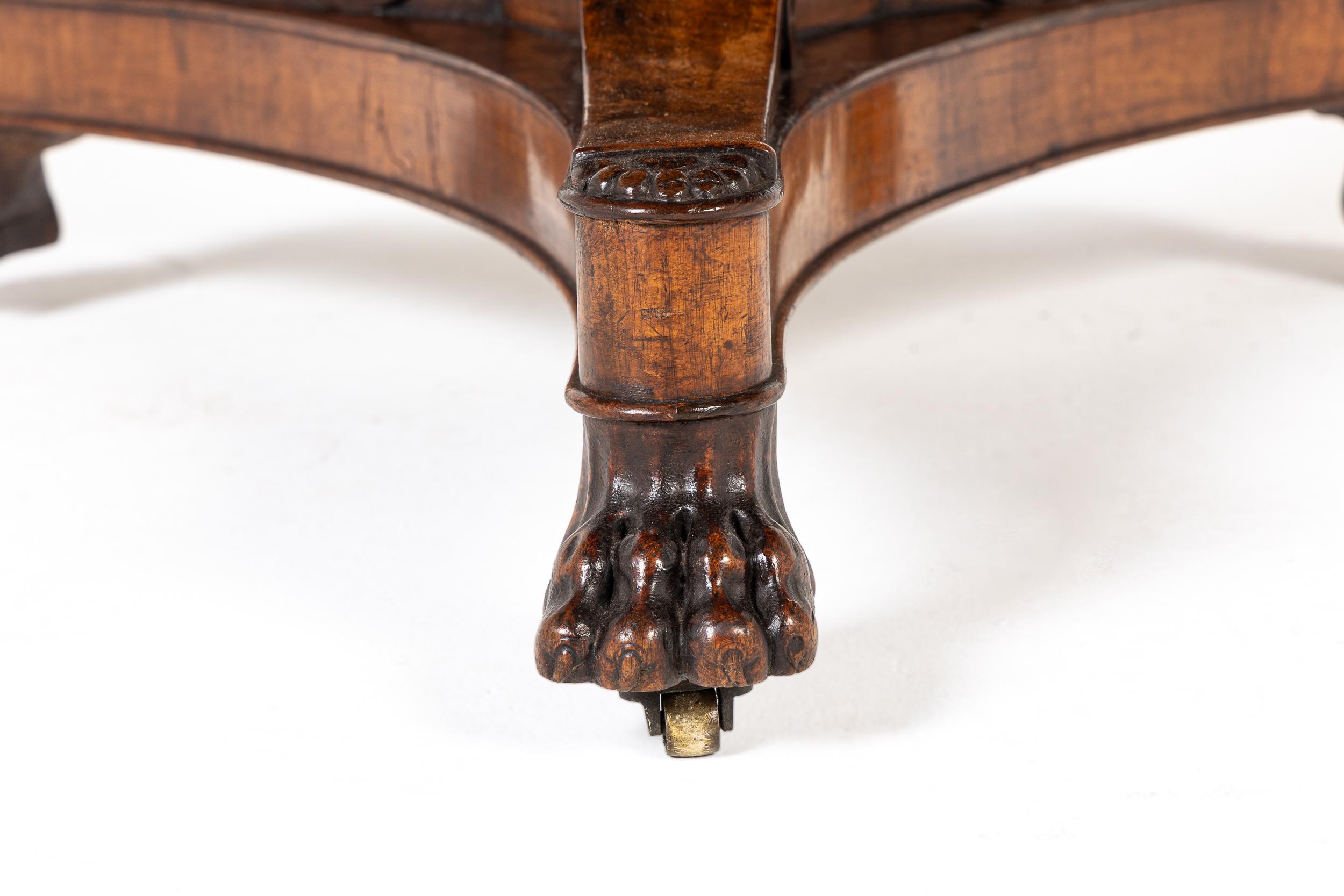 Mesa de centro francesa de nogal del siglo XIX con tapa de mármol en Excelente estado para la venta en Gloucestershire, GB
