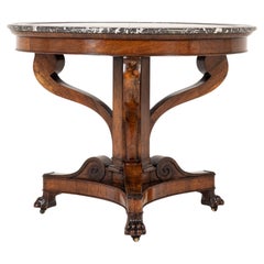 Antique 19th Century French Walnut Centre Table with Marble Top