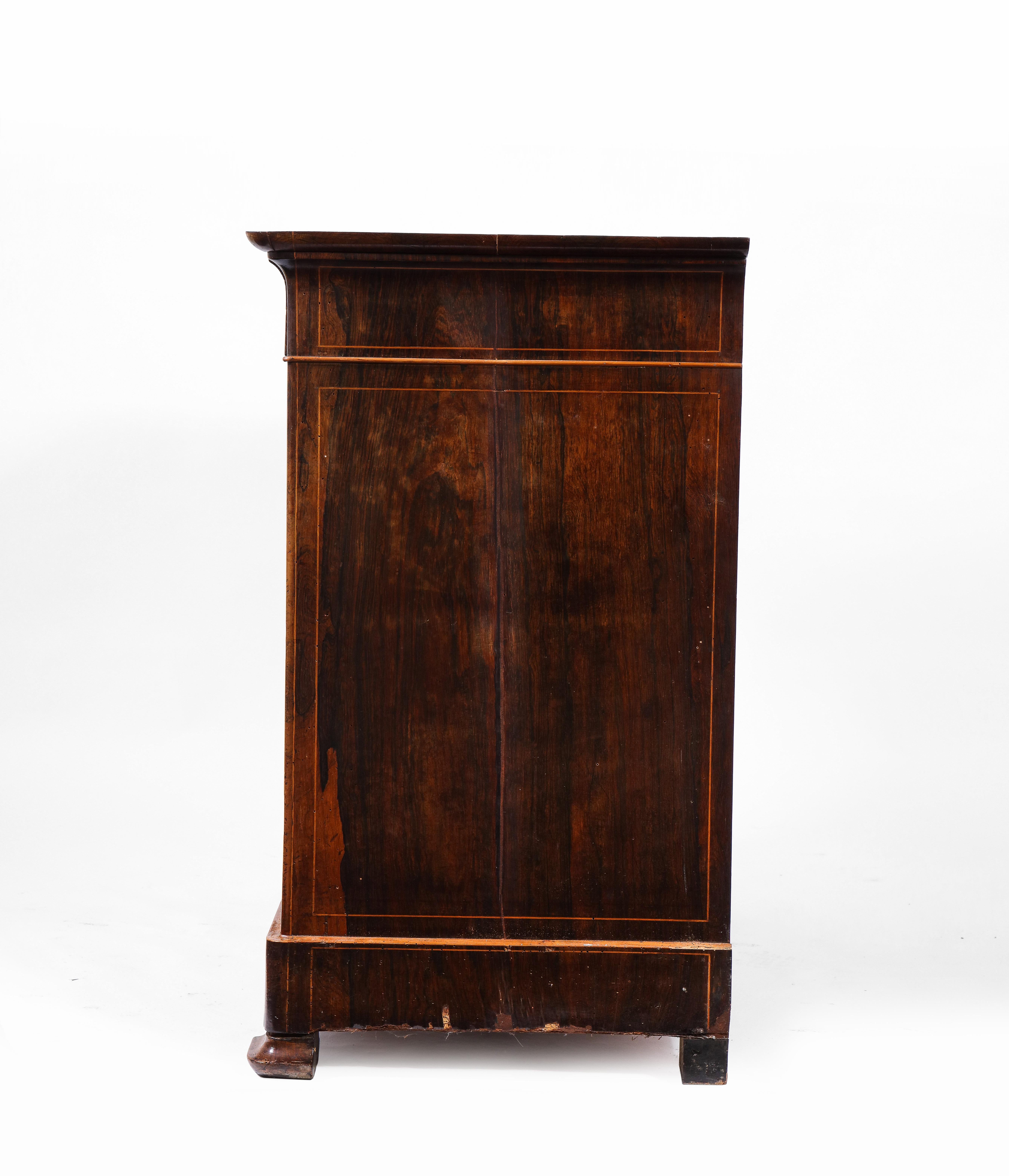 19th Century French Walnut Commode with Contrasting Marquetry, Honed Stone Top 11