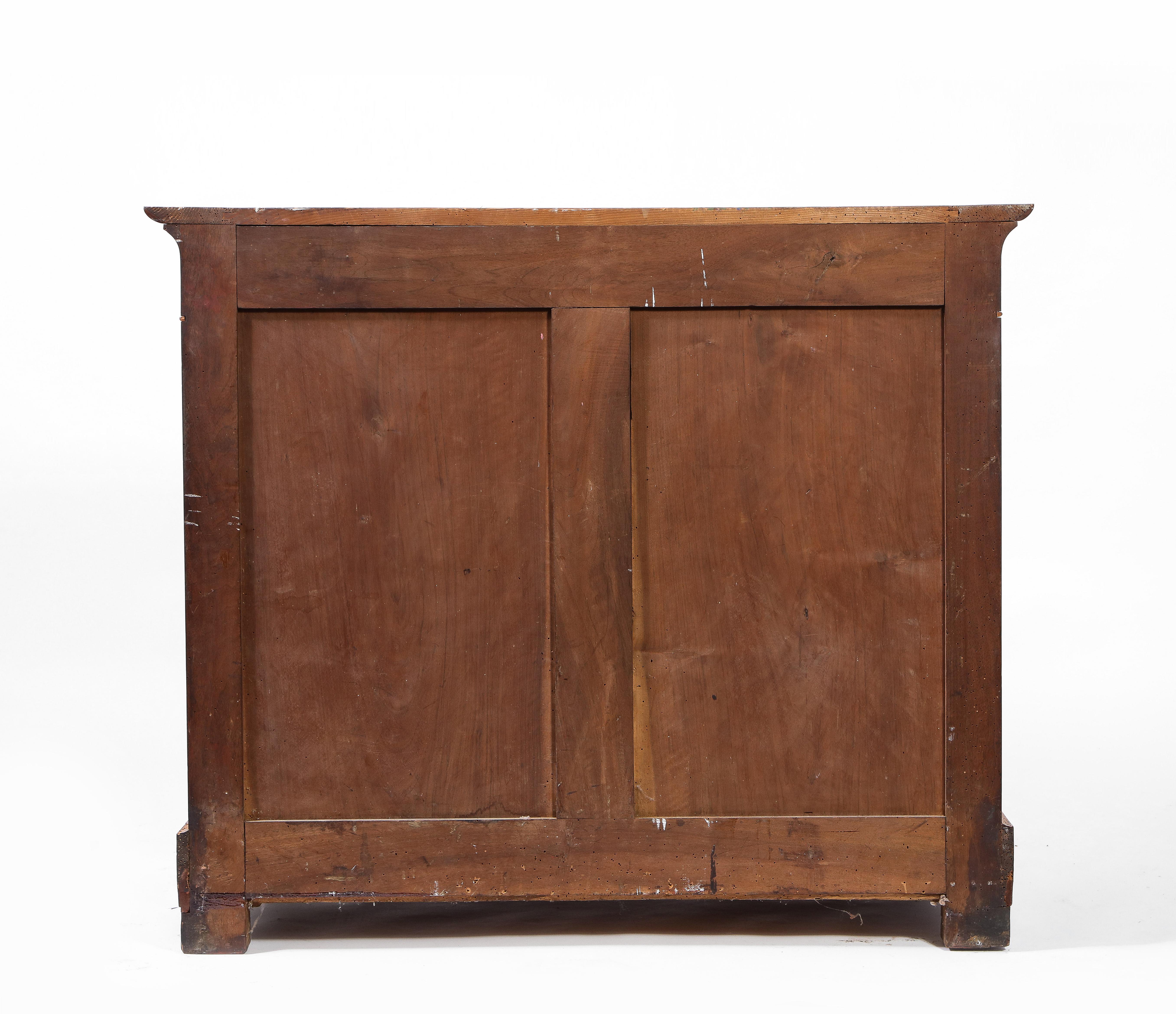 19th Century French Walnut Commode with Contrasting Marquetry, Honed Stone Top 12