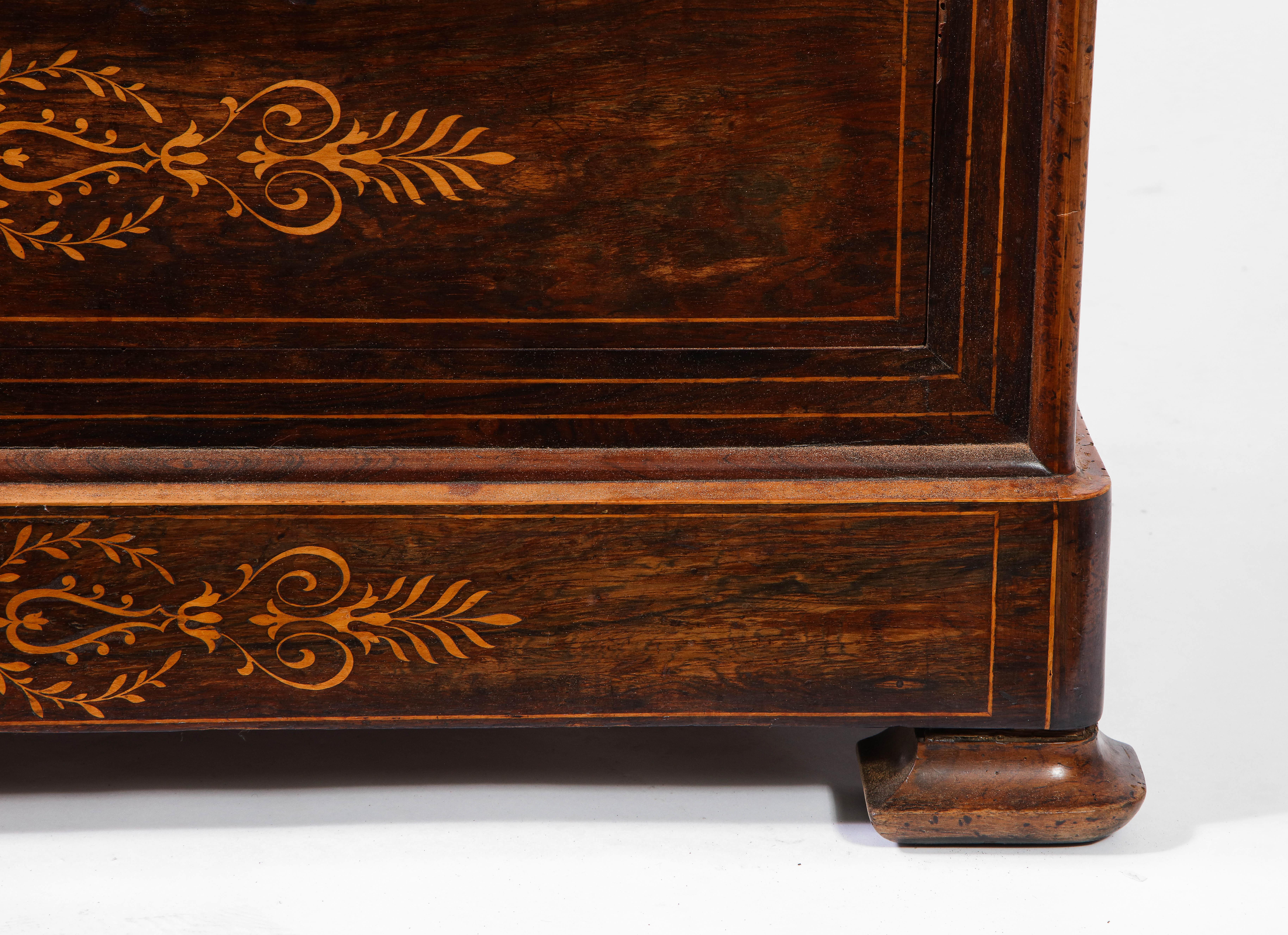 19th Century French Walnut Commode with Contrasting Marquetry, Honed Stone Top 1