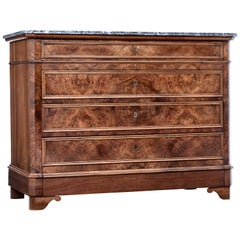 19th Century French Walnut Commode with Marble Top