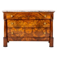 19th Century French Walnut Commode with Marble Top