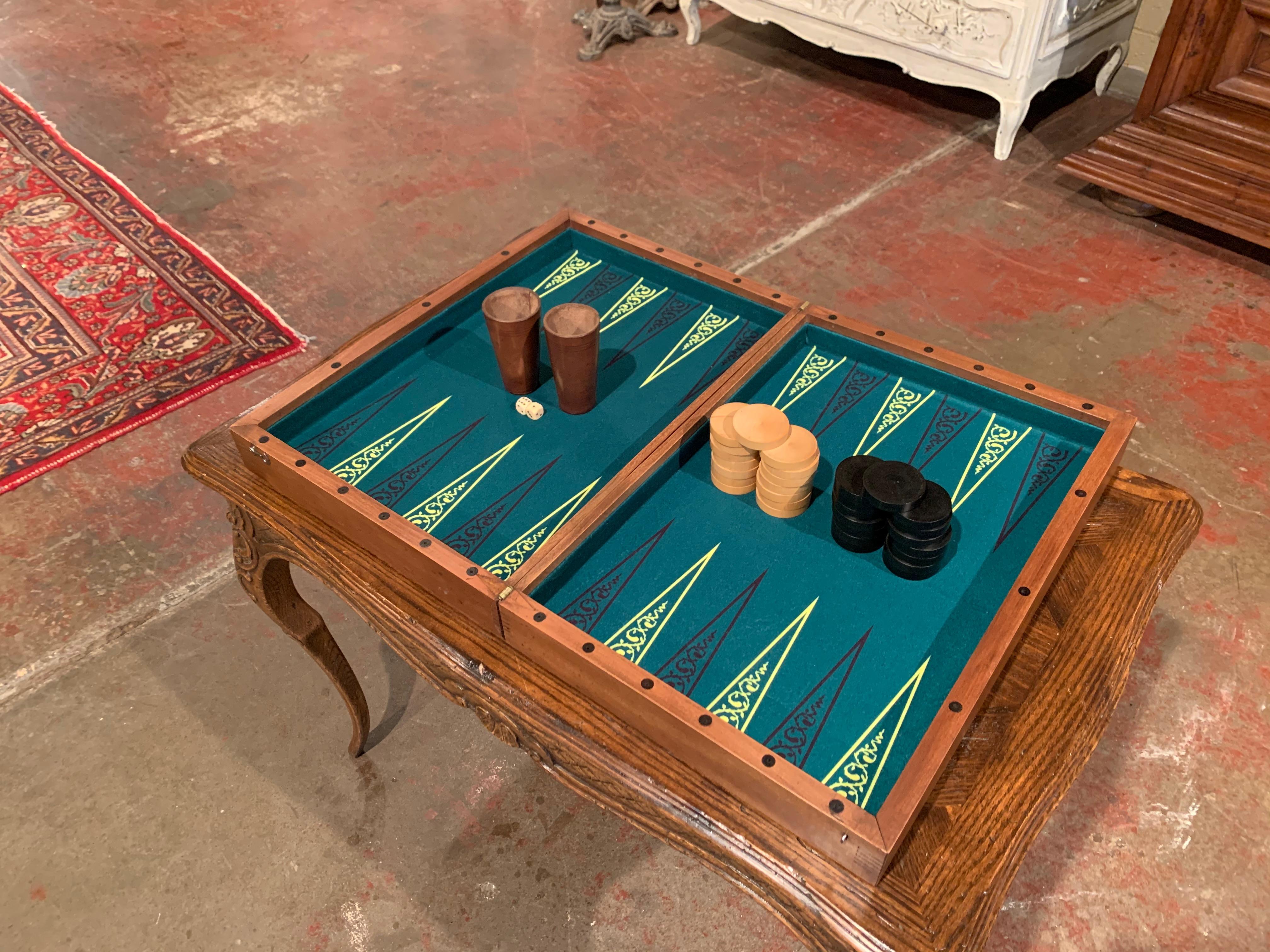 19th Century French Walnut Backgammon and Checkers Board Game 5