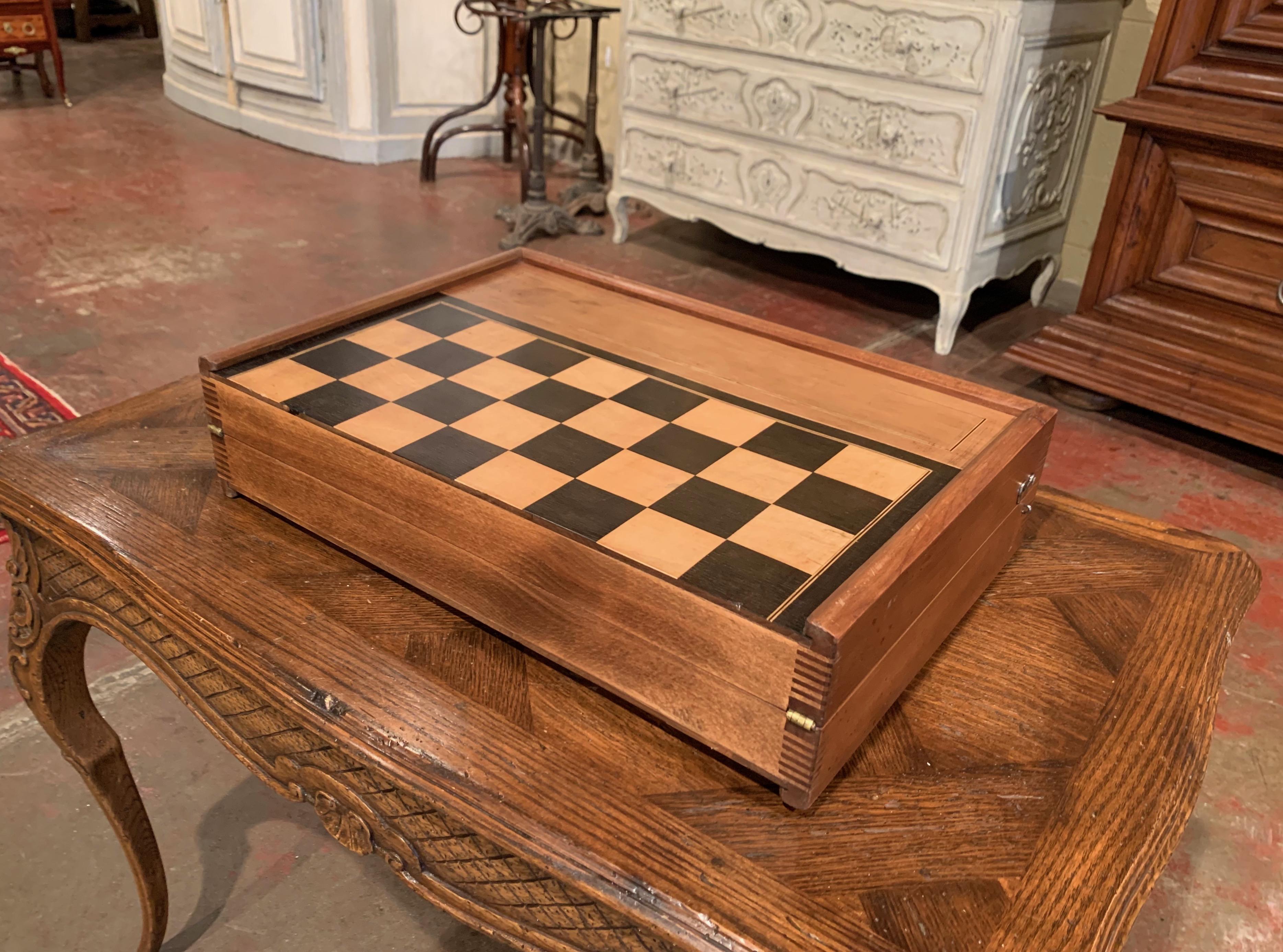 Hand-Crafted 19th Century French Walnut Backgammon and Checkers Board Game