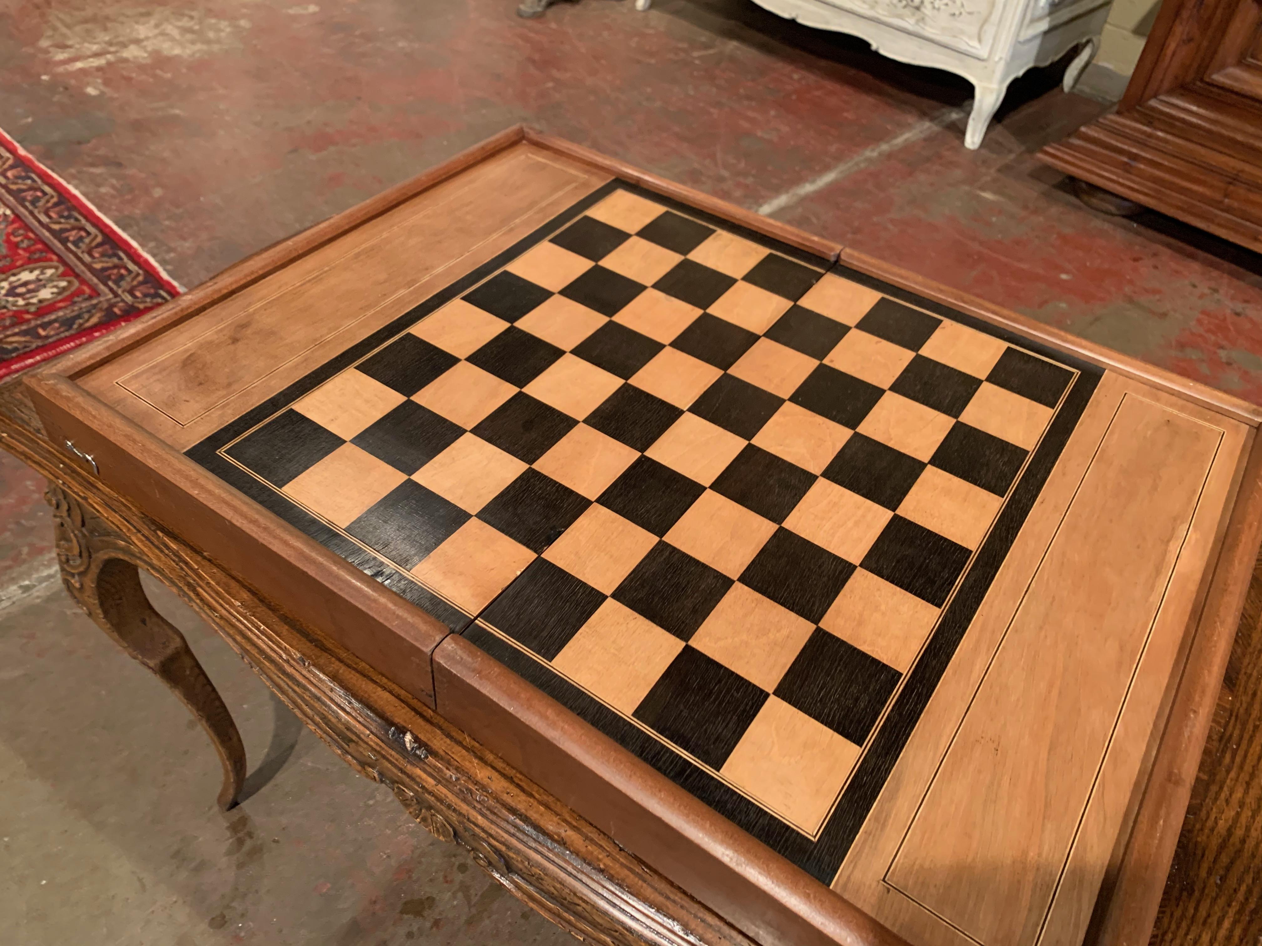 19th Century French Walnut Backgammon and Checkers Board Game 4