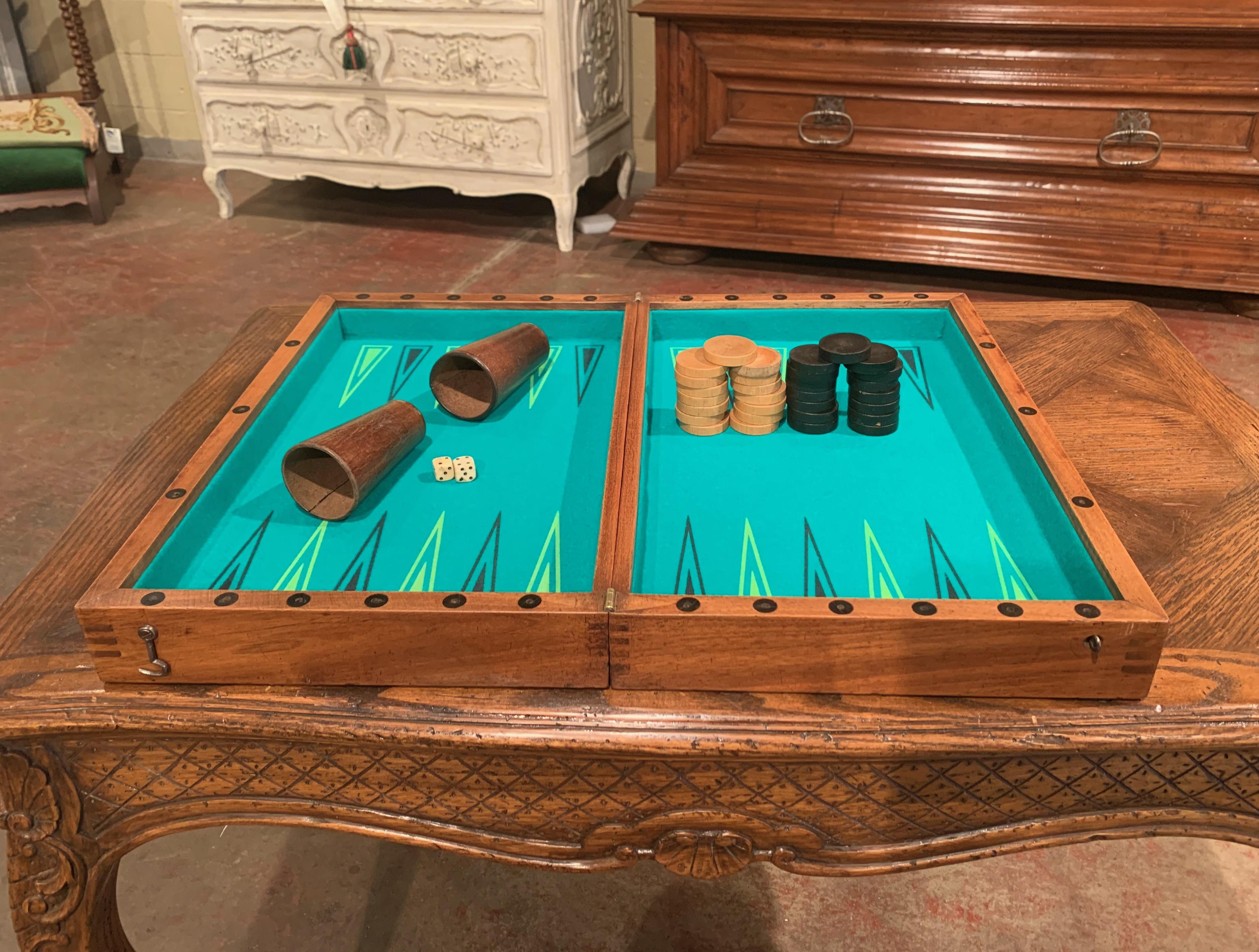 19th Century French Walnut Complete Backgammon or Checkers Board Game 5