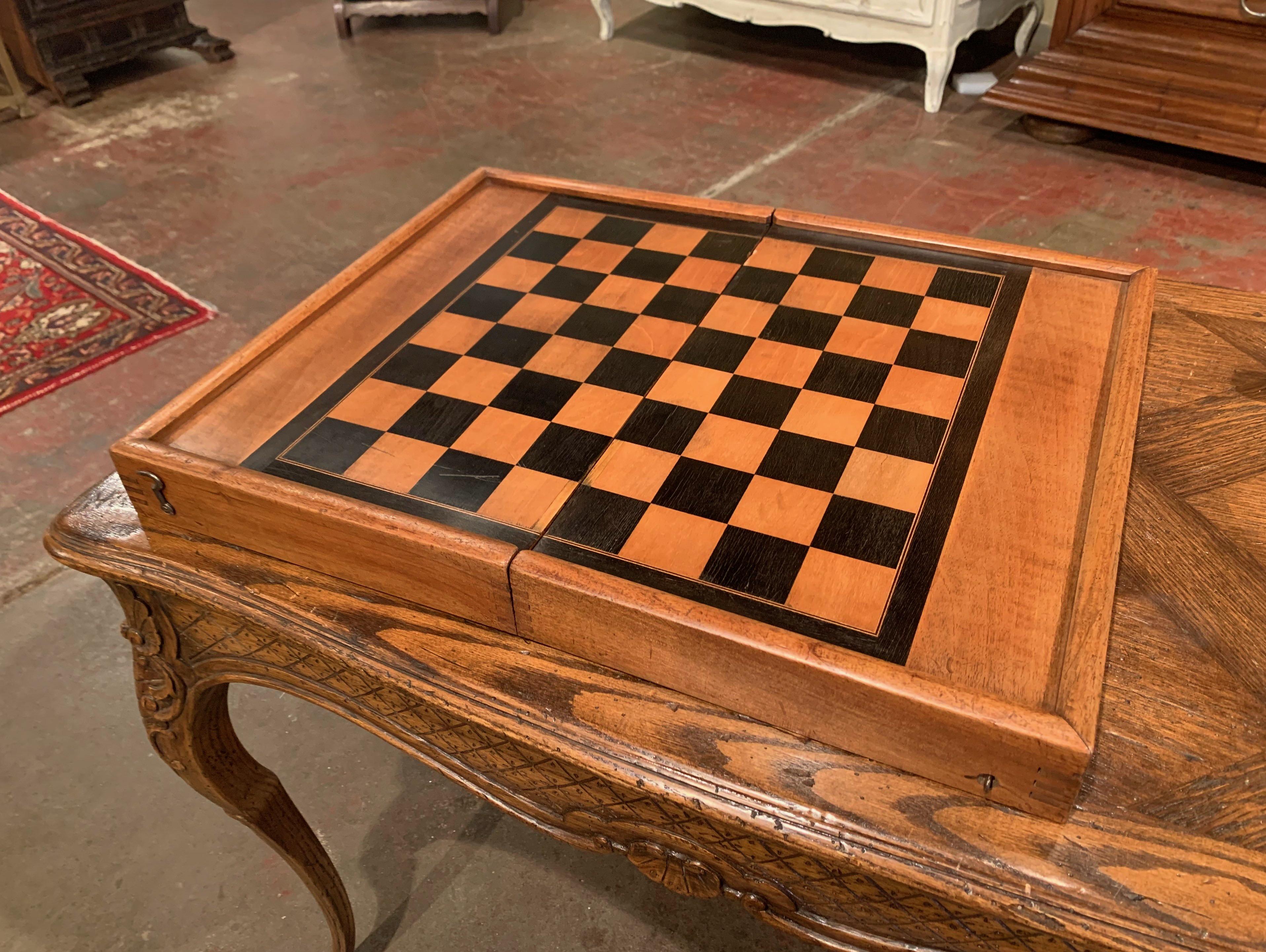19th Century French Walnut Complete Backgammon or Checkers Board Game 1
