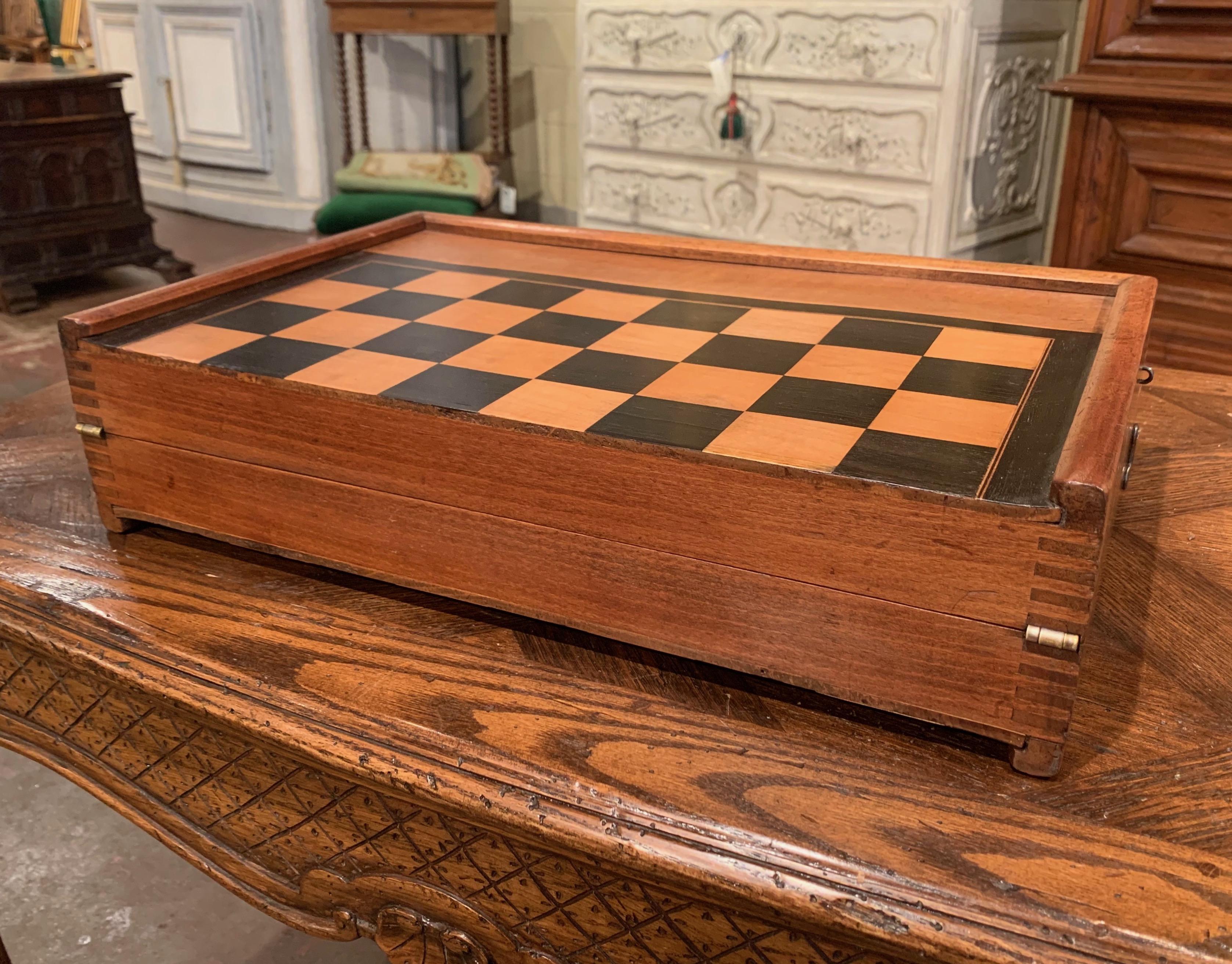 19th Century French Walnut Complete Backgammon or Checkers Board Game 2