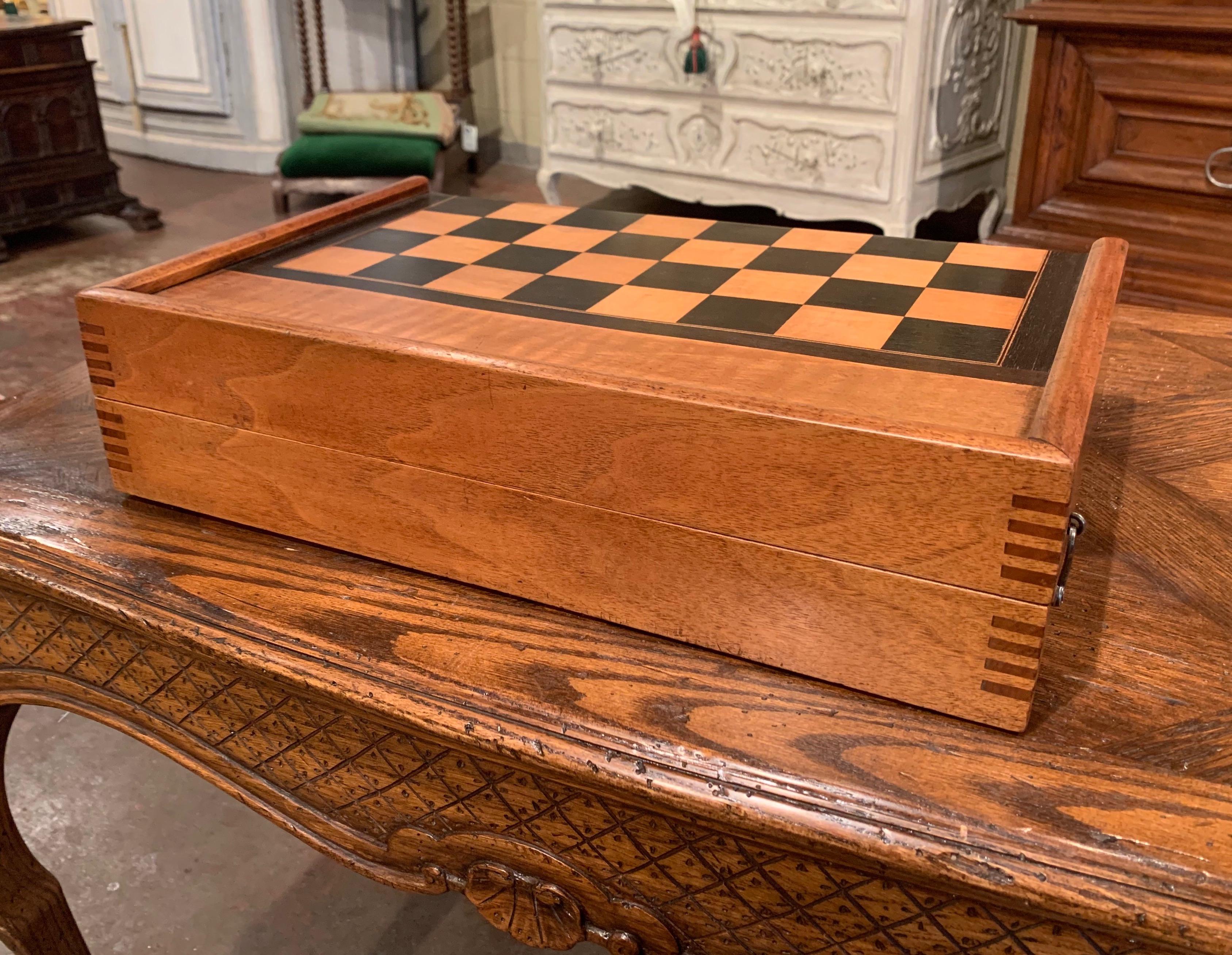 19th Century French Walnut Complete Backgammon or Checkers Board Game 4